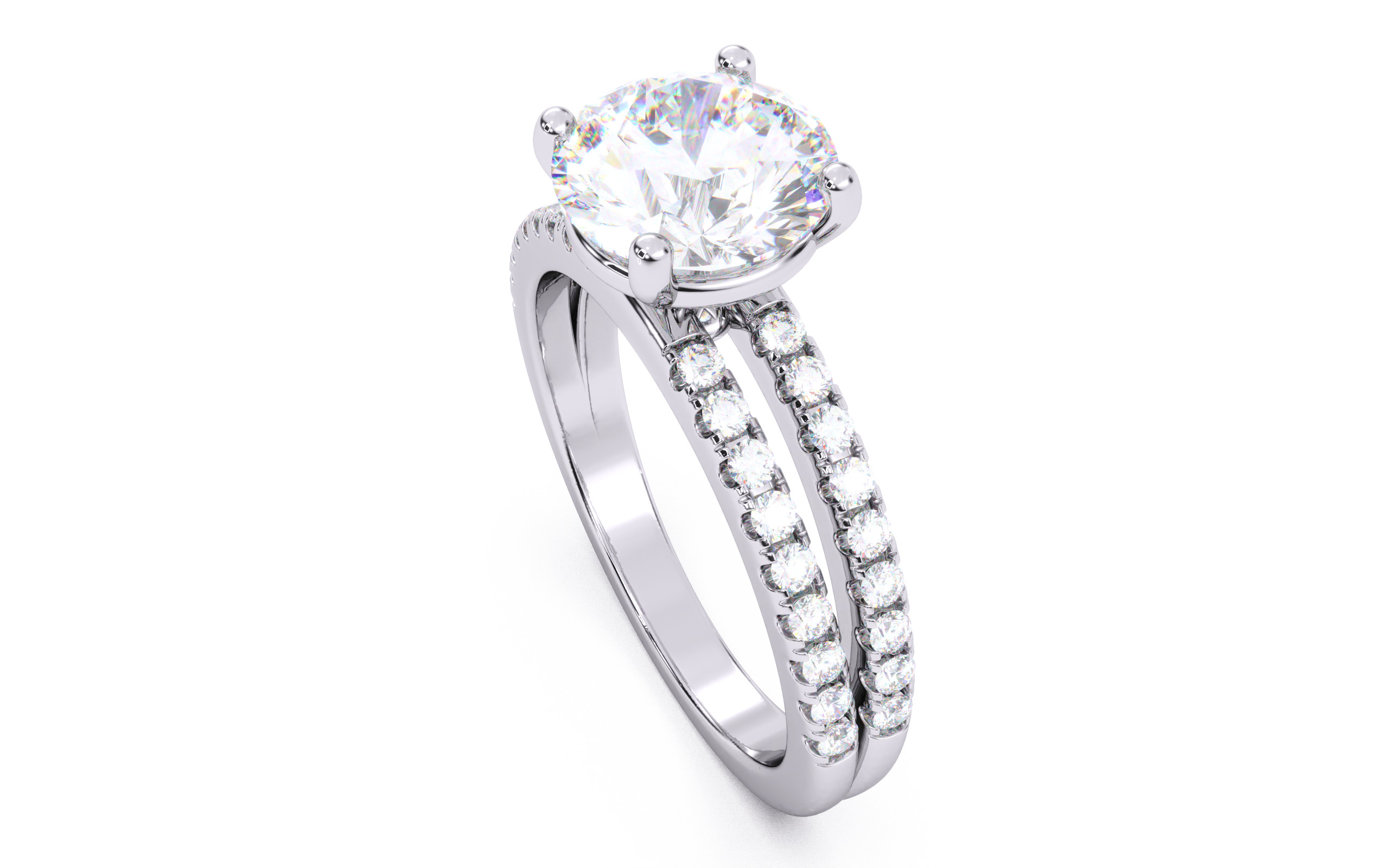 Round Diamond Pave Setting Solitaire Ring  3D print model_23