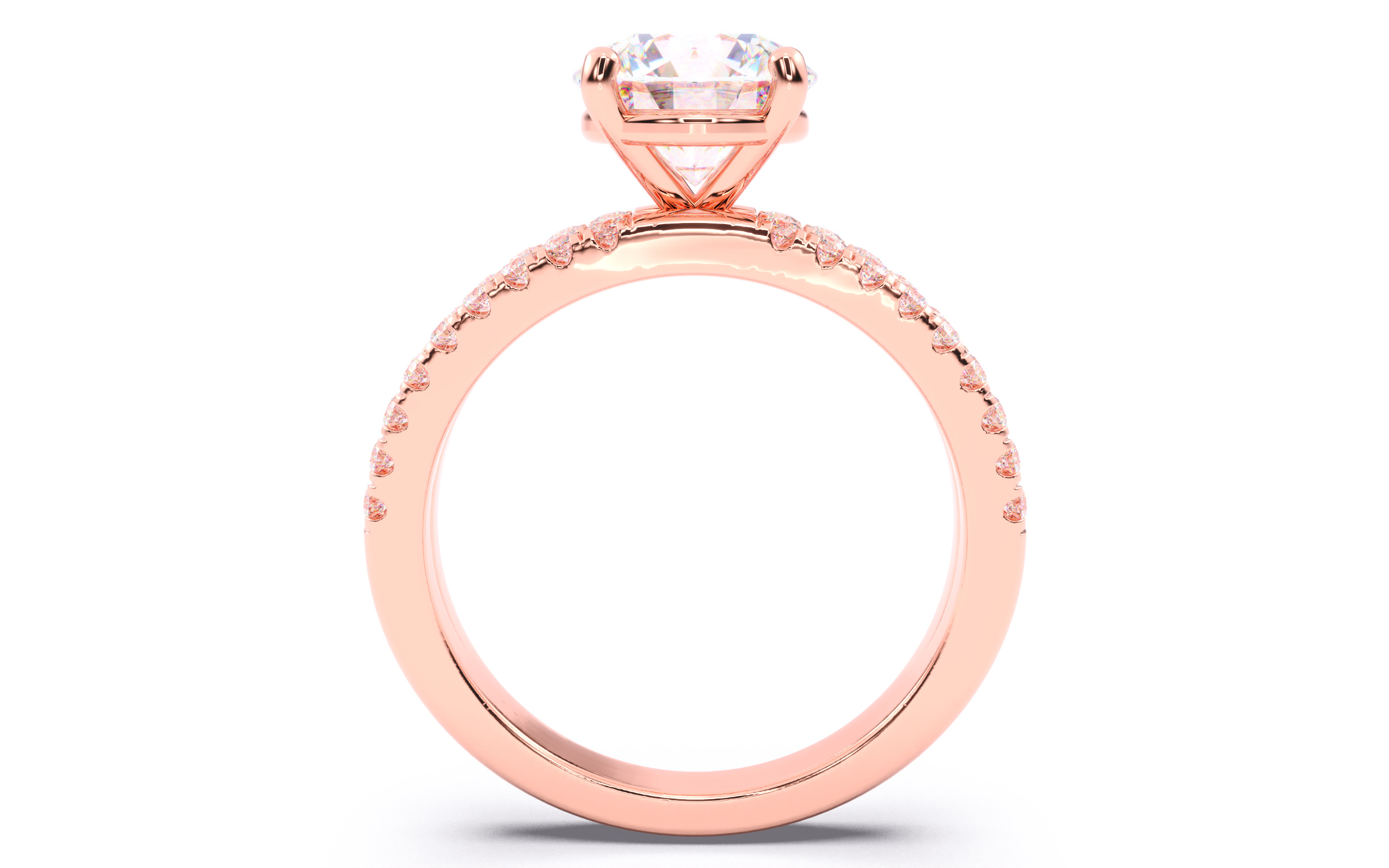 Round Diamond Pave Setting Solitaire Ring  3D print model_6