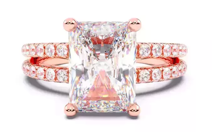 Radiant Diamond Pave Setting Solitaire Ring  3D print model