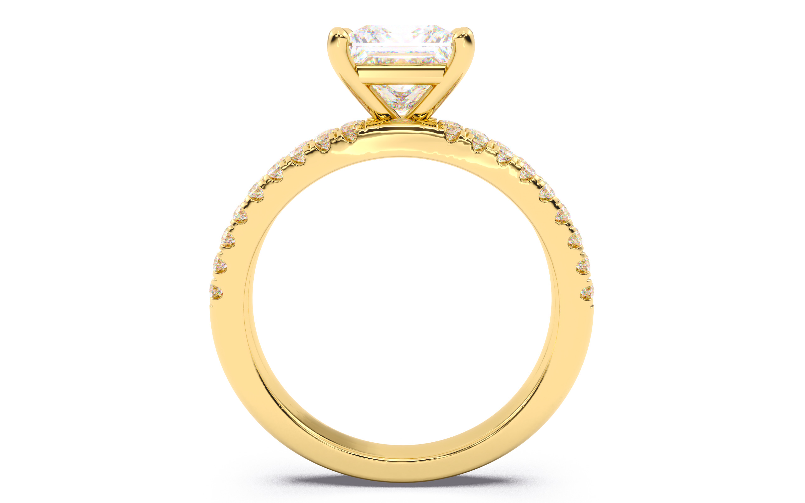 Princess Diamond Pave Setting Solitaire Ring 3D print model_9