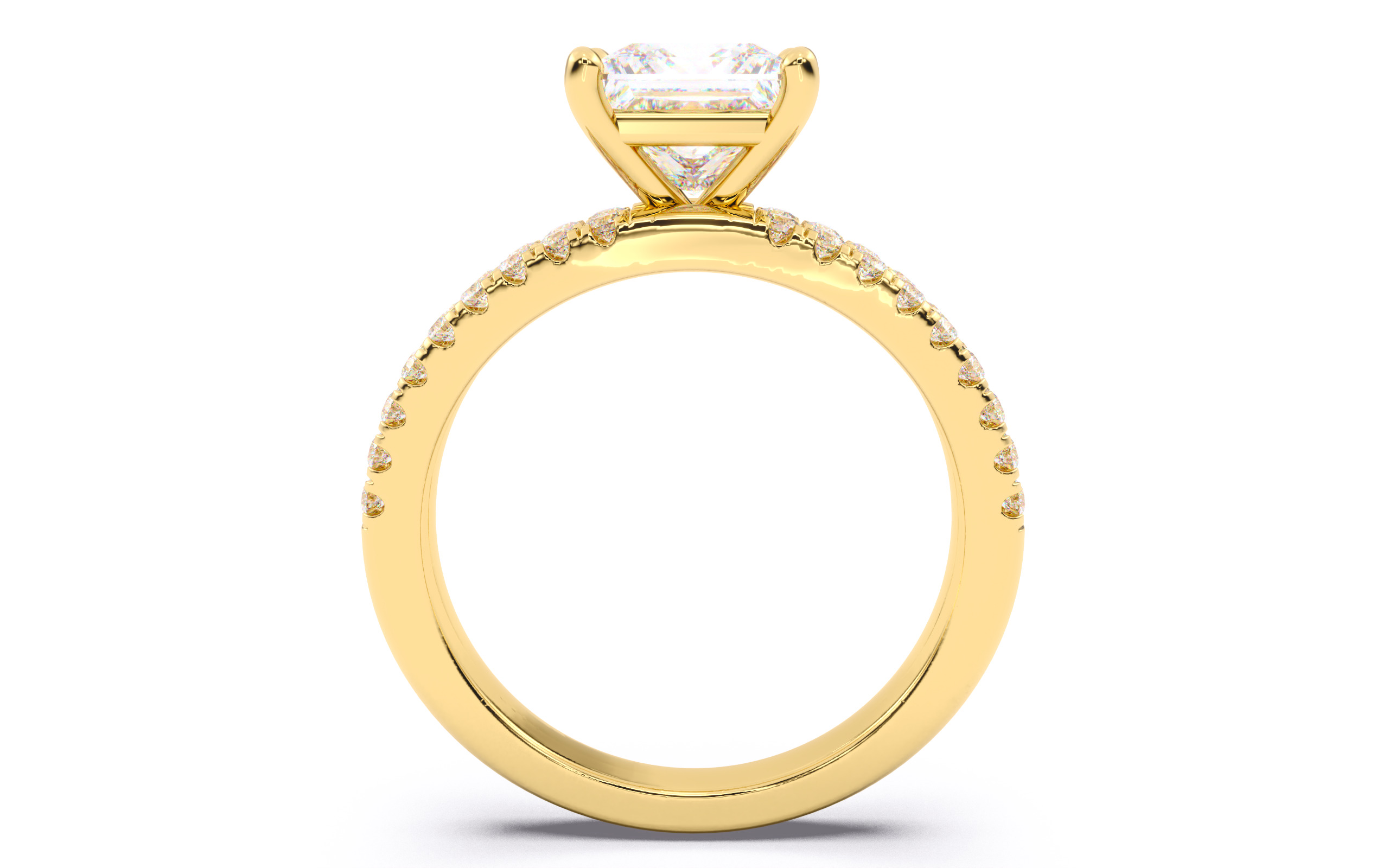 Princess Diamond Pave Setting Solitaire Ring 3D print model_10