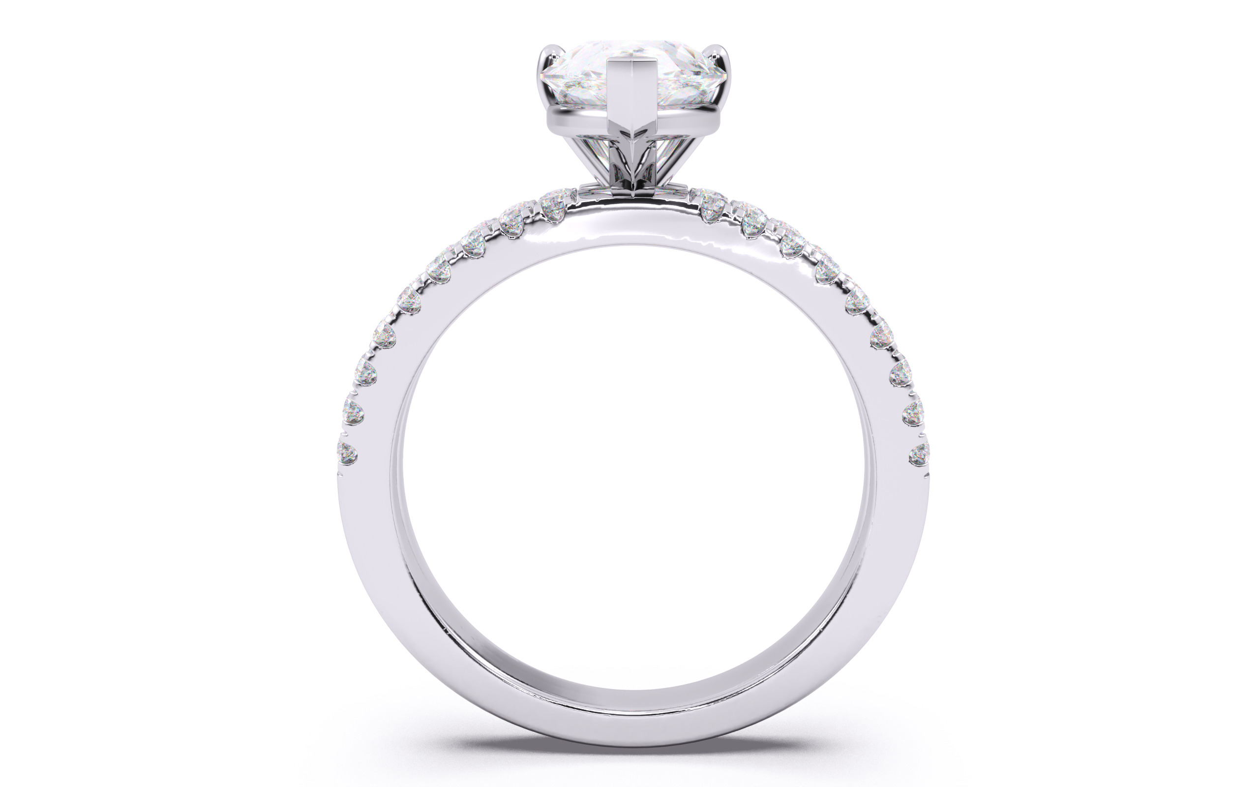 Pear Diamond Pave Setting Solitaire Ring 3D print model_8