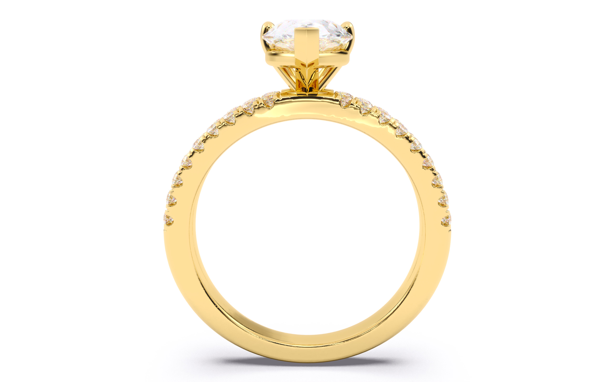 Pear Diamond Pave Setting Solitaire Ring 3D print model_10