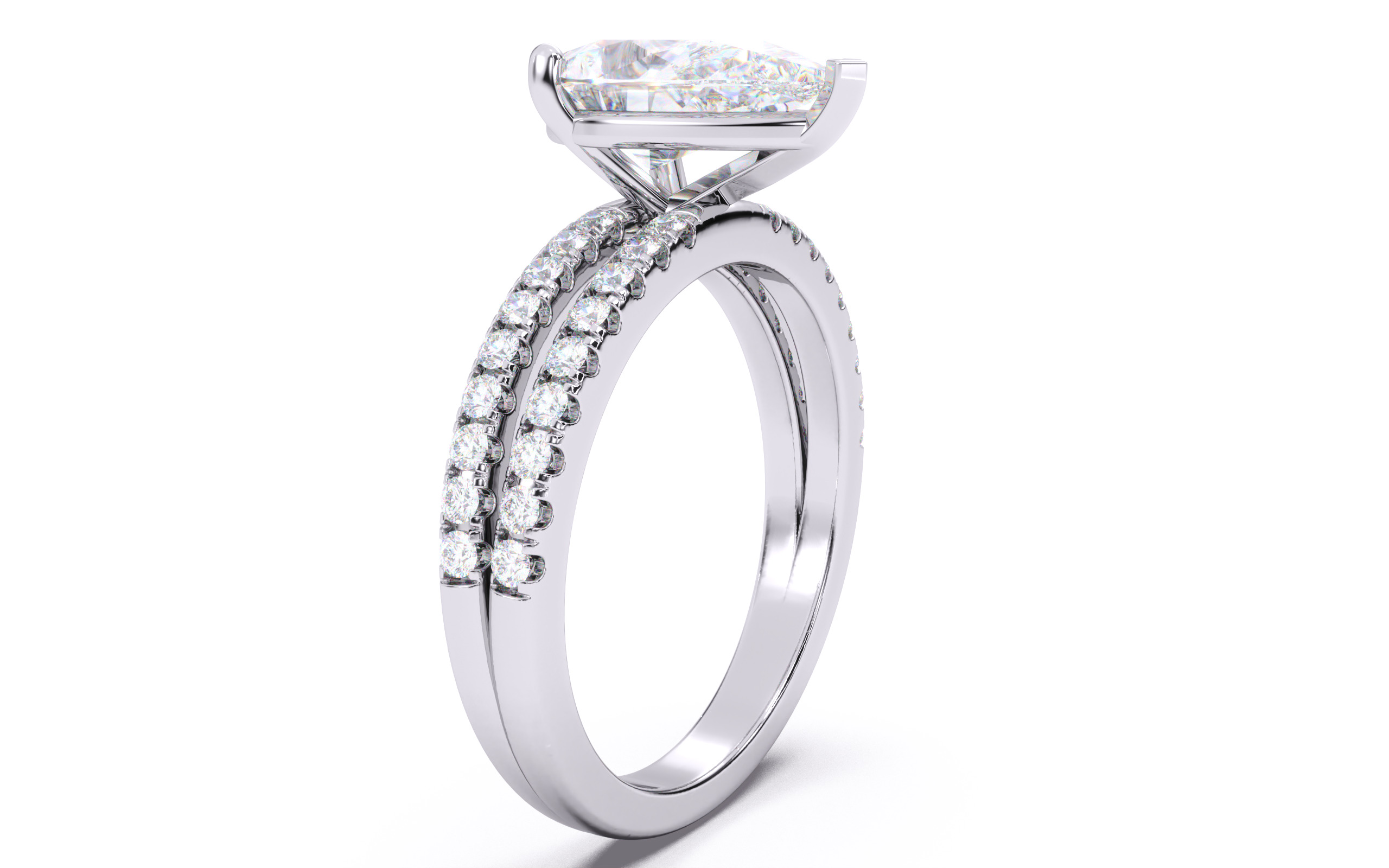 Pear Diamond Pave Setting Solitaire Ring 3D print model_18