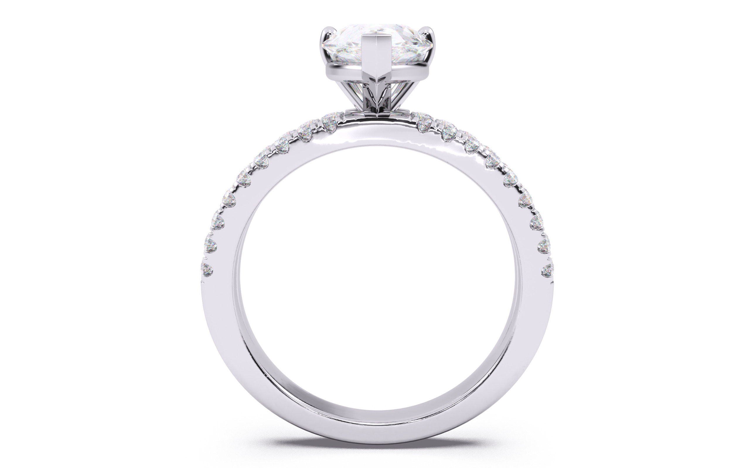 Pear Diamond Pave Setting Solitaire Ring 3D print model_7
