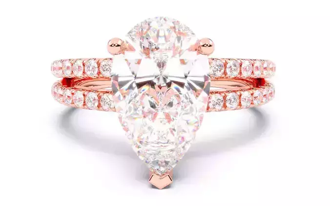 Pear Diamond Pave Setting Solitaire Ring  3D print model
