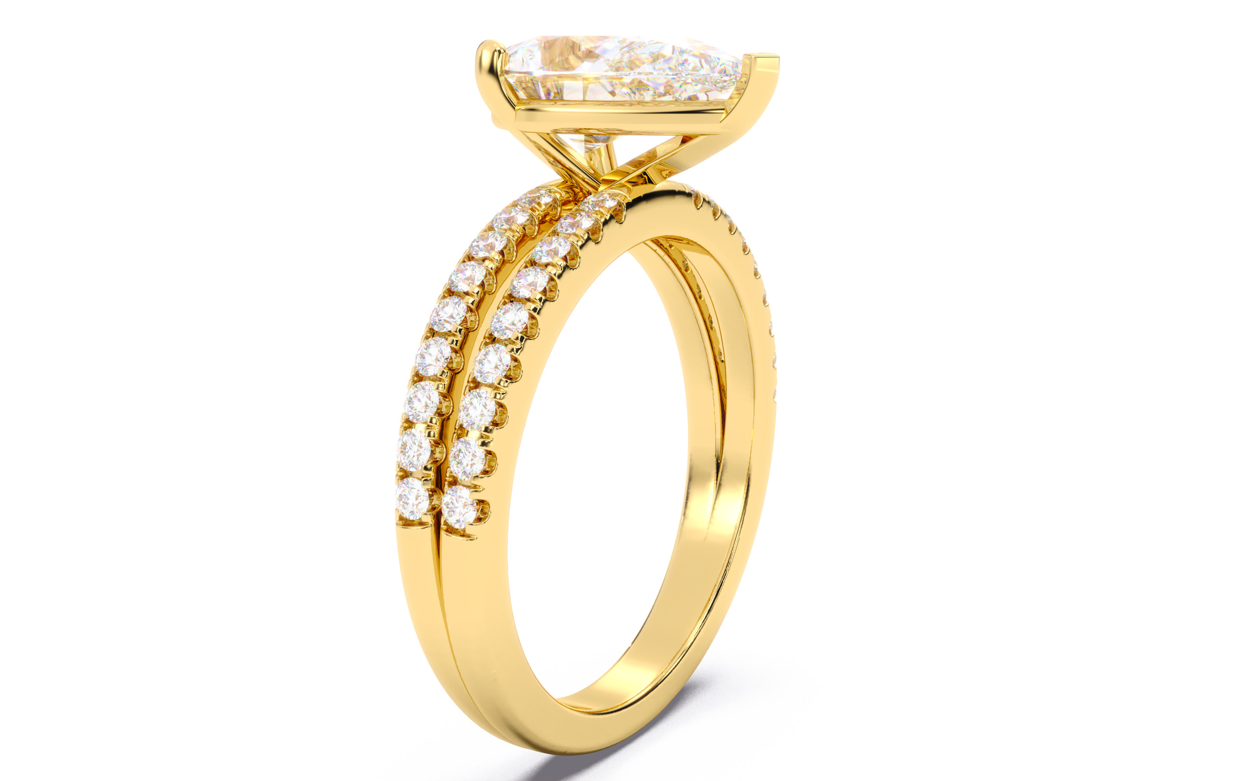 Pear Diamond Pave Setting Solitaire Ring 3D print model_19