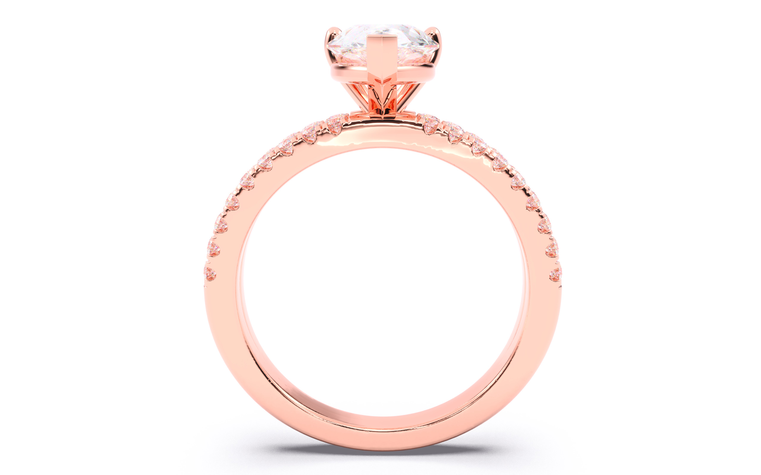 Pear Diamond Pave Setting Solitaire Ring 3D print model_6