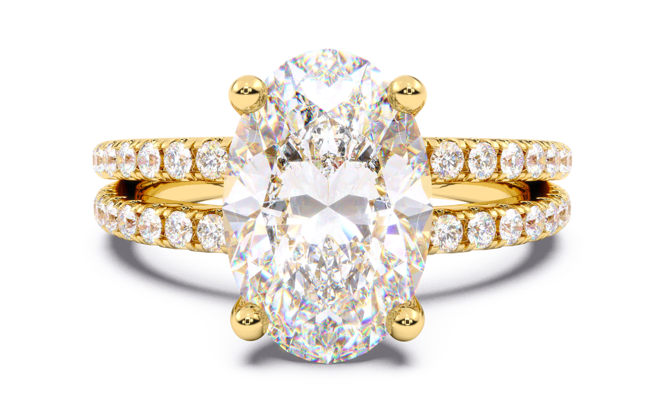 Oval Diamond Pave Setting Solitaire Ring  3D print model_11