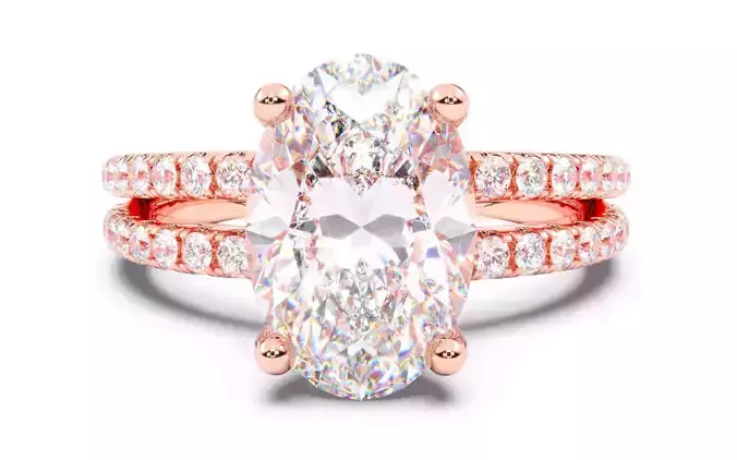 Oval Diamond Pave Setting Solitaire Ring  3D print model
