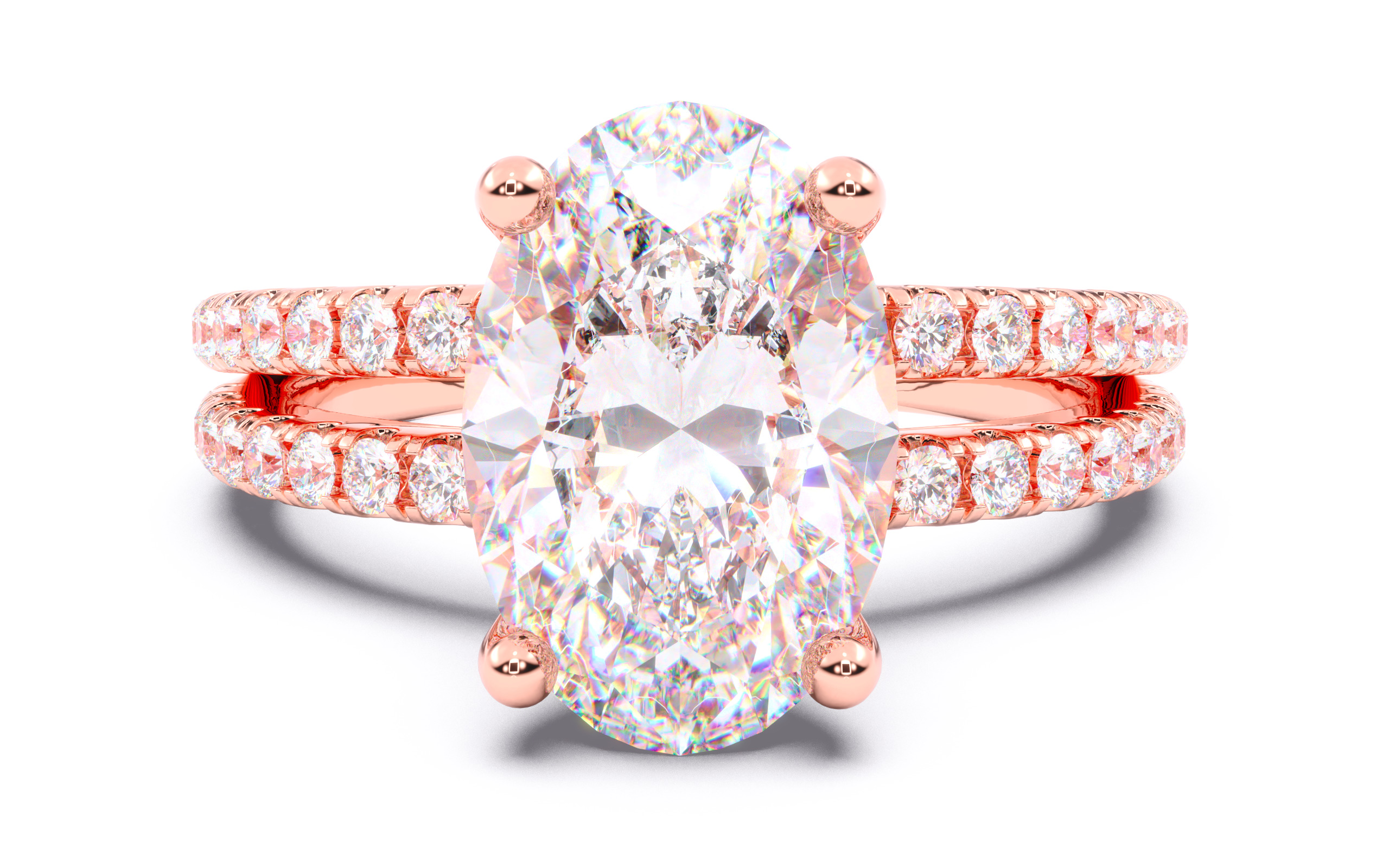 Oval Diamond Pave Setting Solitaire Ring  3D print model_16