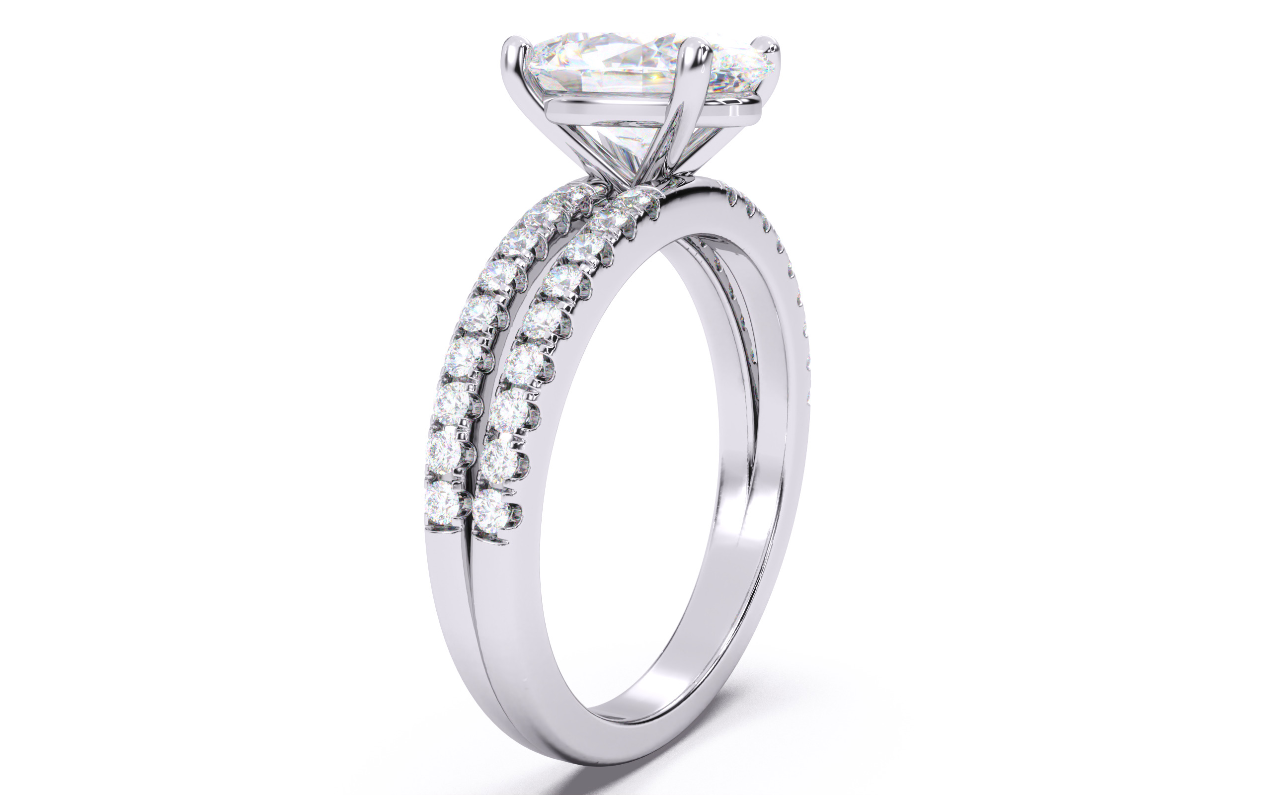 Oval Diamond Pave Setting Solitaire Ring  3D print model_18