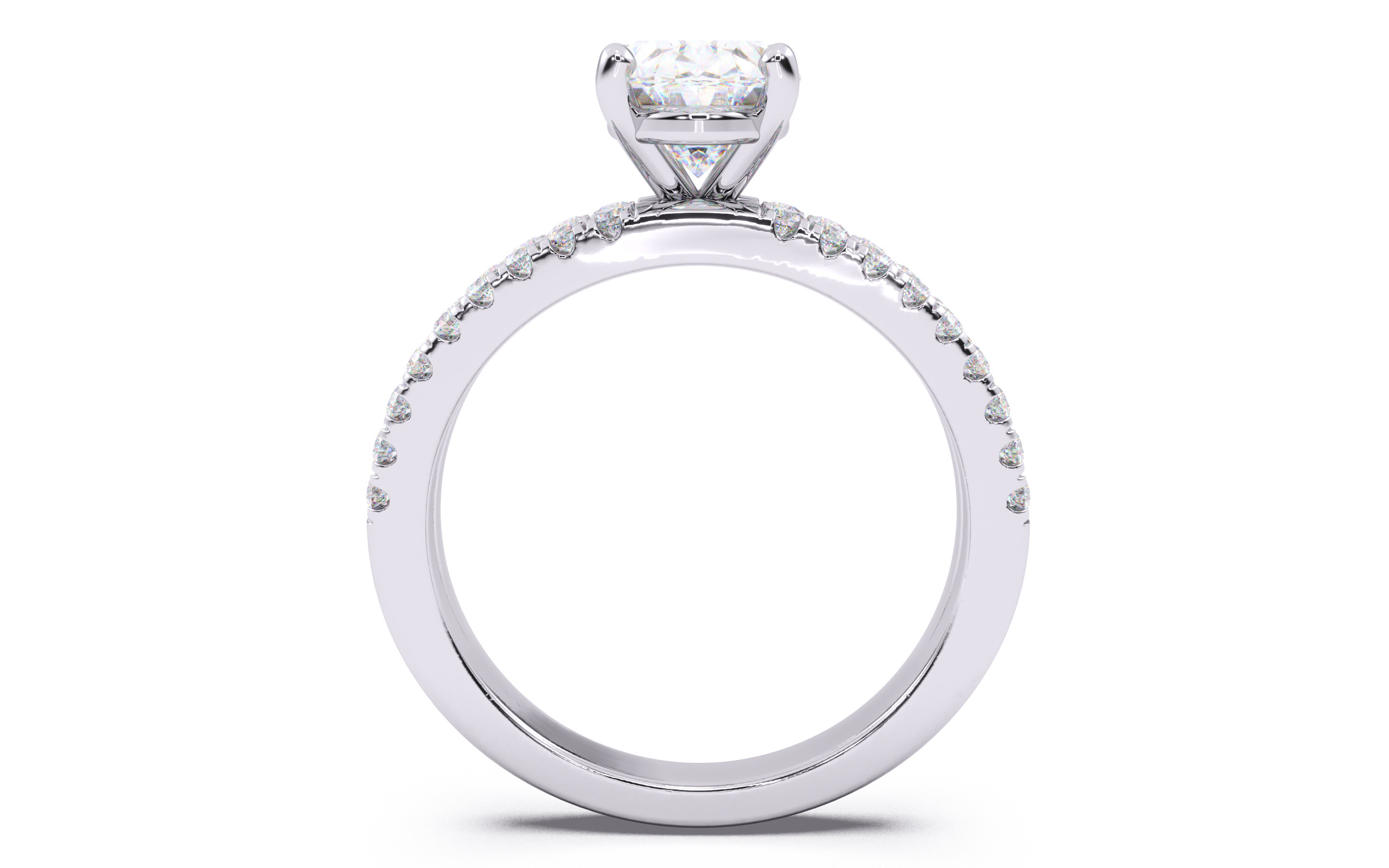 Oval Diamond Pave Setting Solitaire Ring  3D print model_7