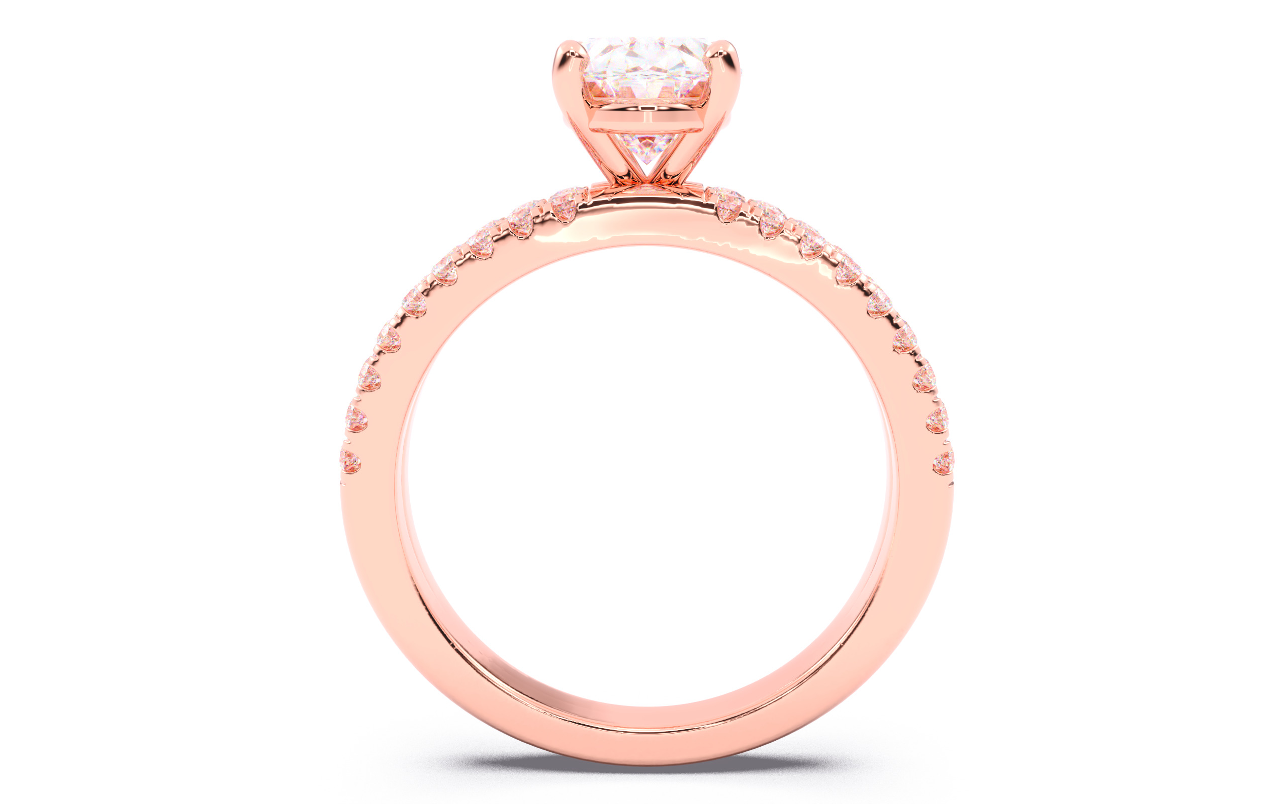 Oval Diamond Pave Setting Solitaire Ring  3D print model_5