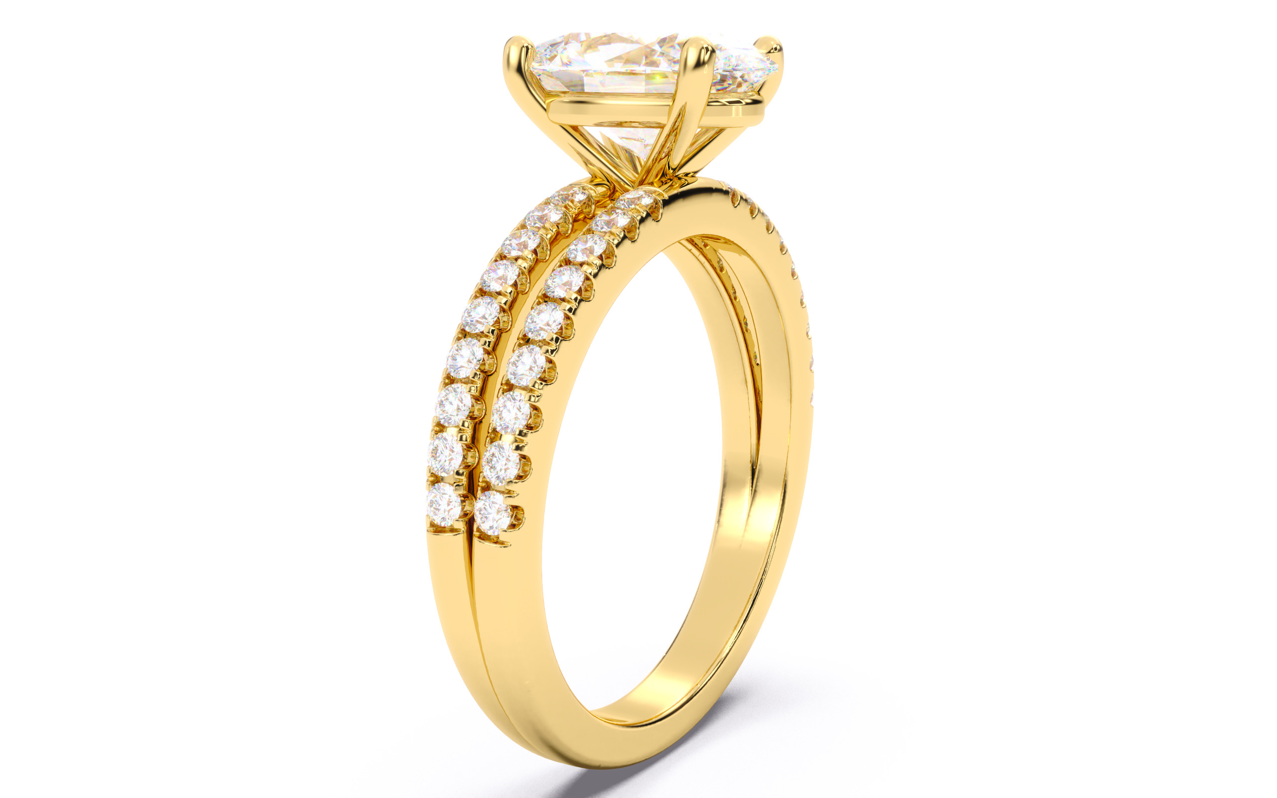 Oval Diamond Pave Setting Solitaire Ring  3D print model_20