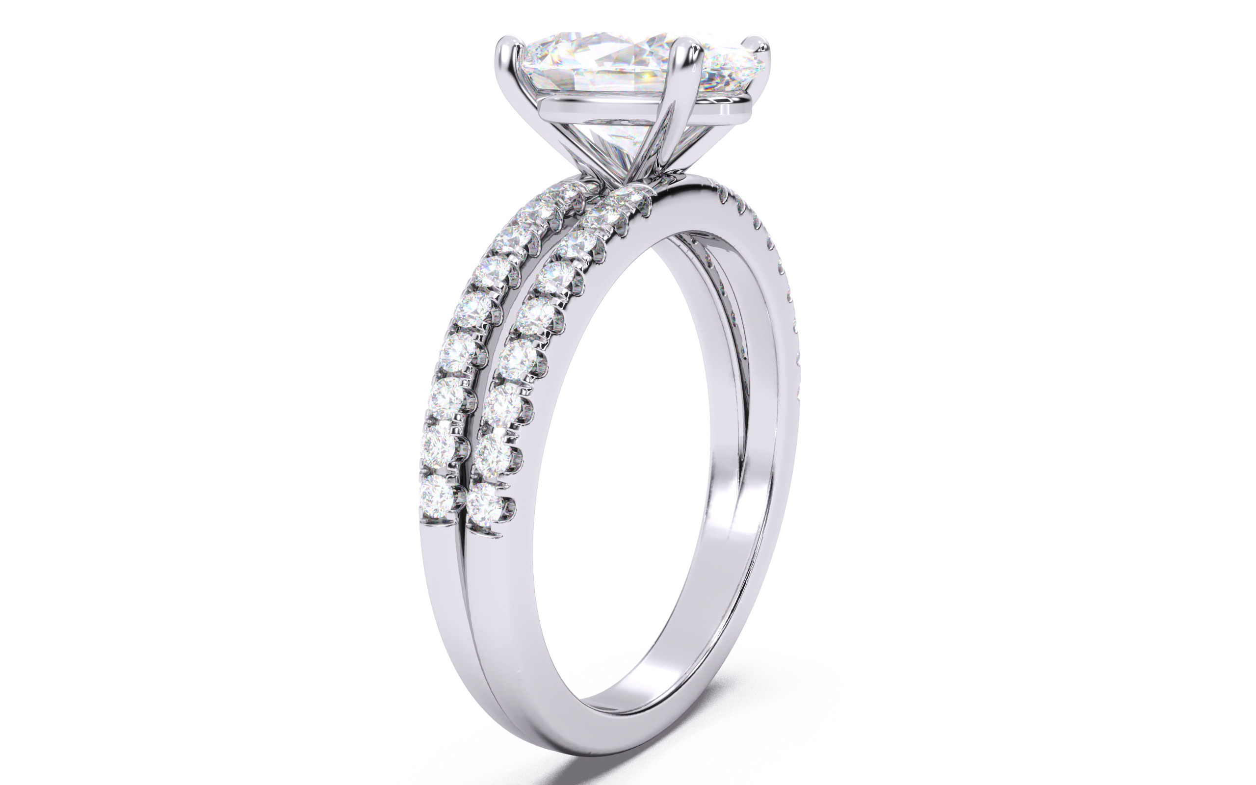Oval Diamond Pave Setting Solitaire Ring  3D print model_13