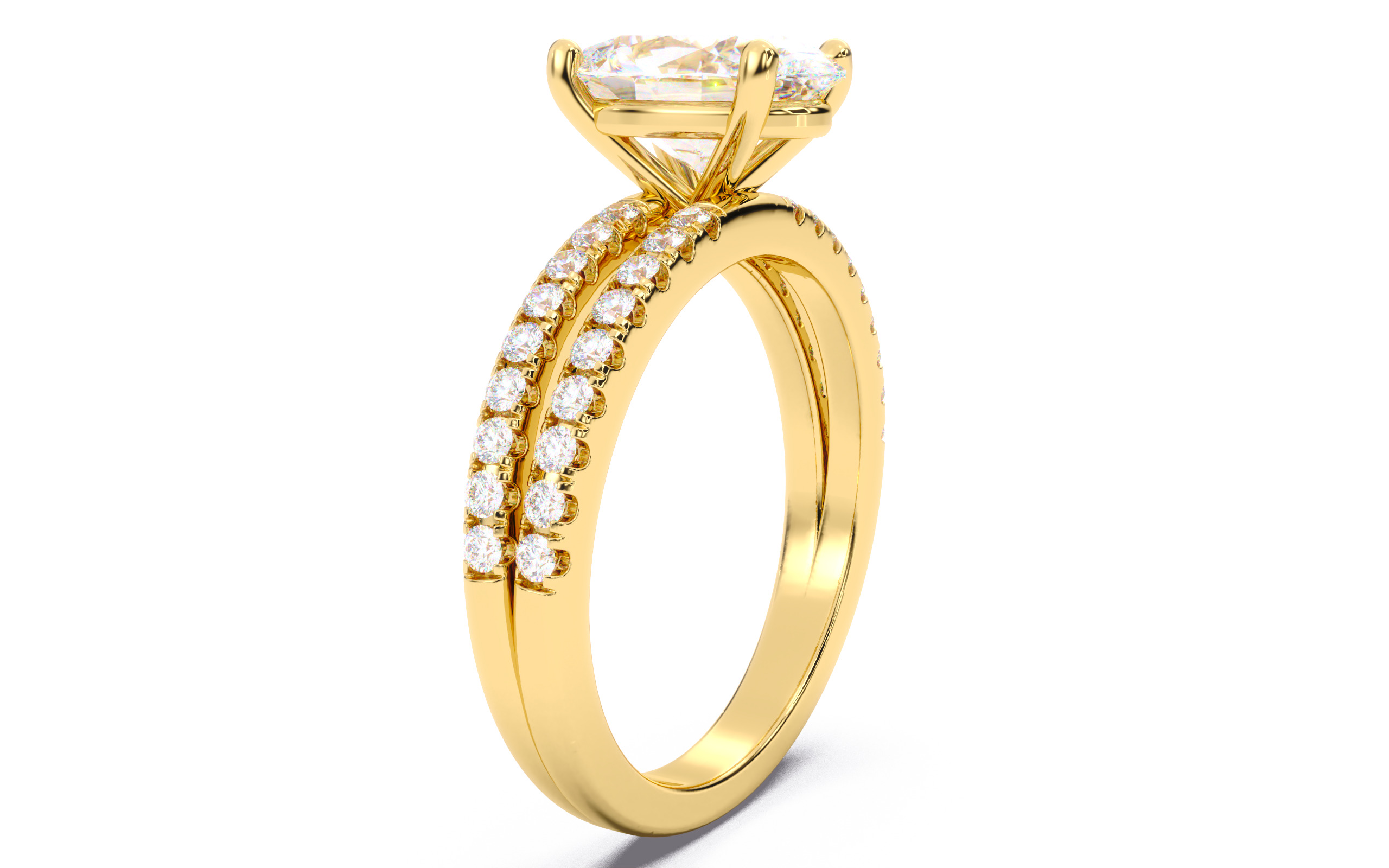 Oval Diamond Pave Setting Solitaire Ring  3D print model_19