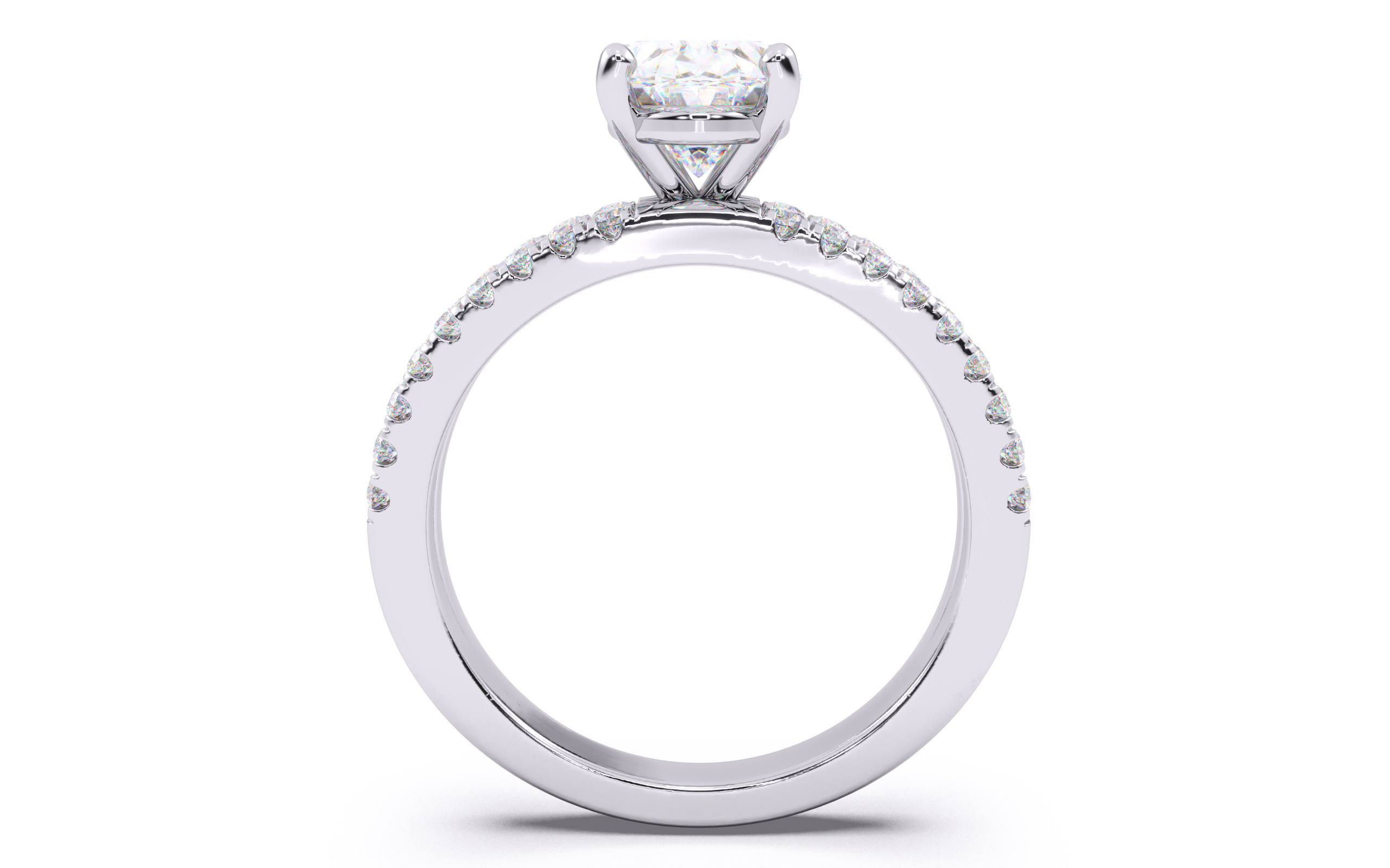 Oval Diamond Pave Setting Solitaire Ring  3D print model_8