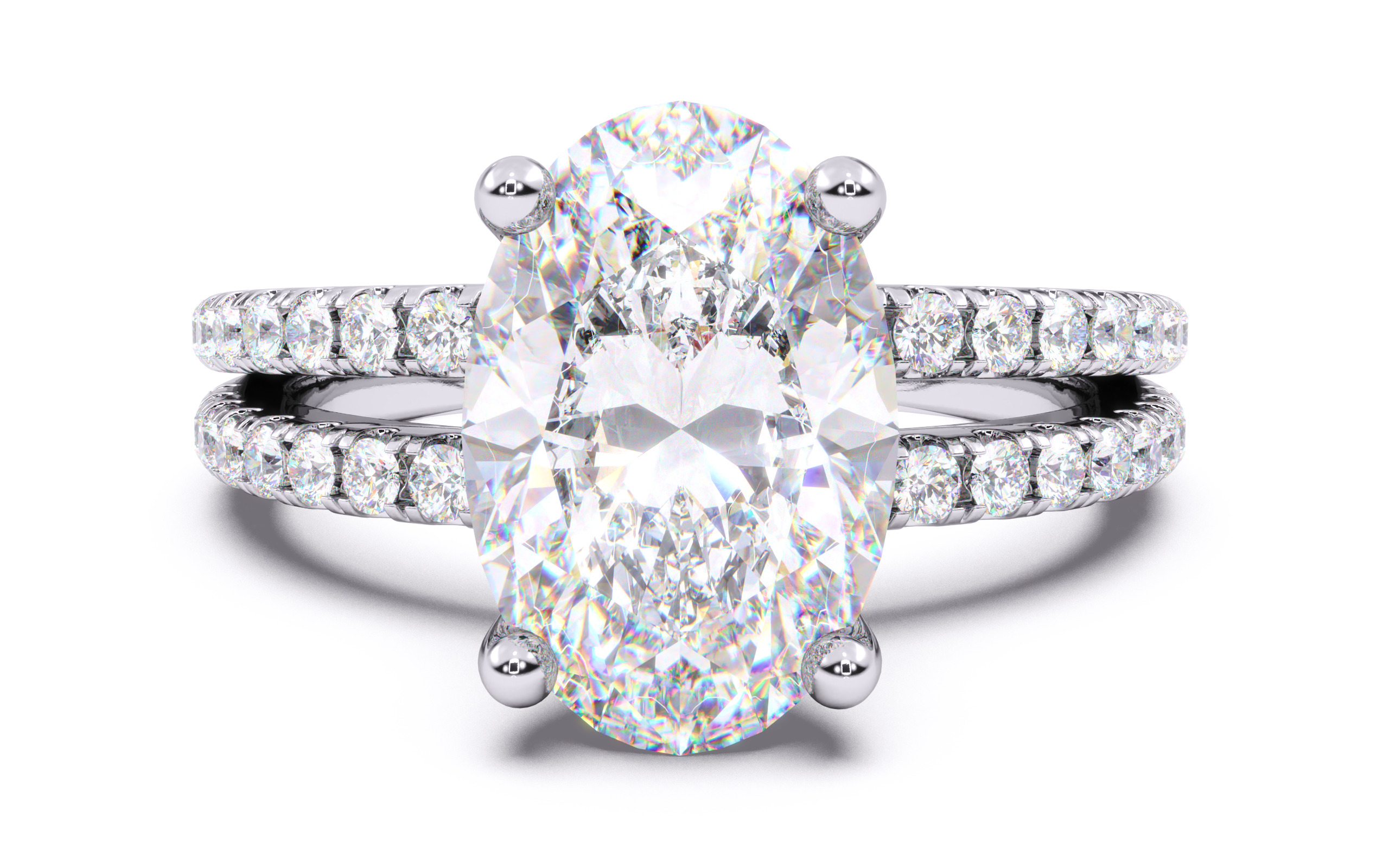 Oval Diamond Pave Setting Solitaire Ring  3D print model_15