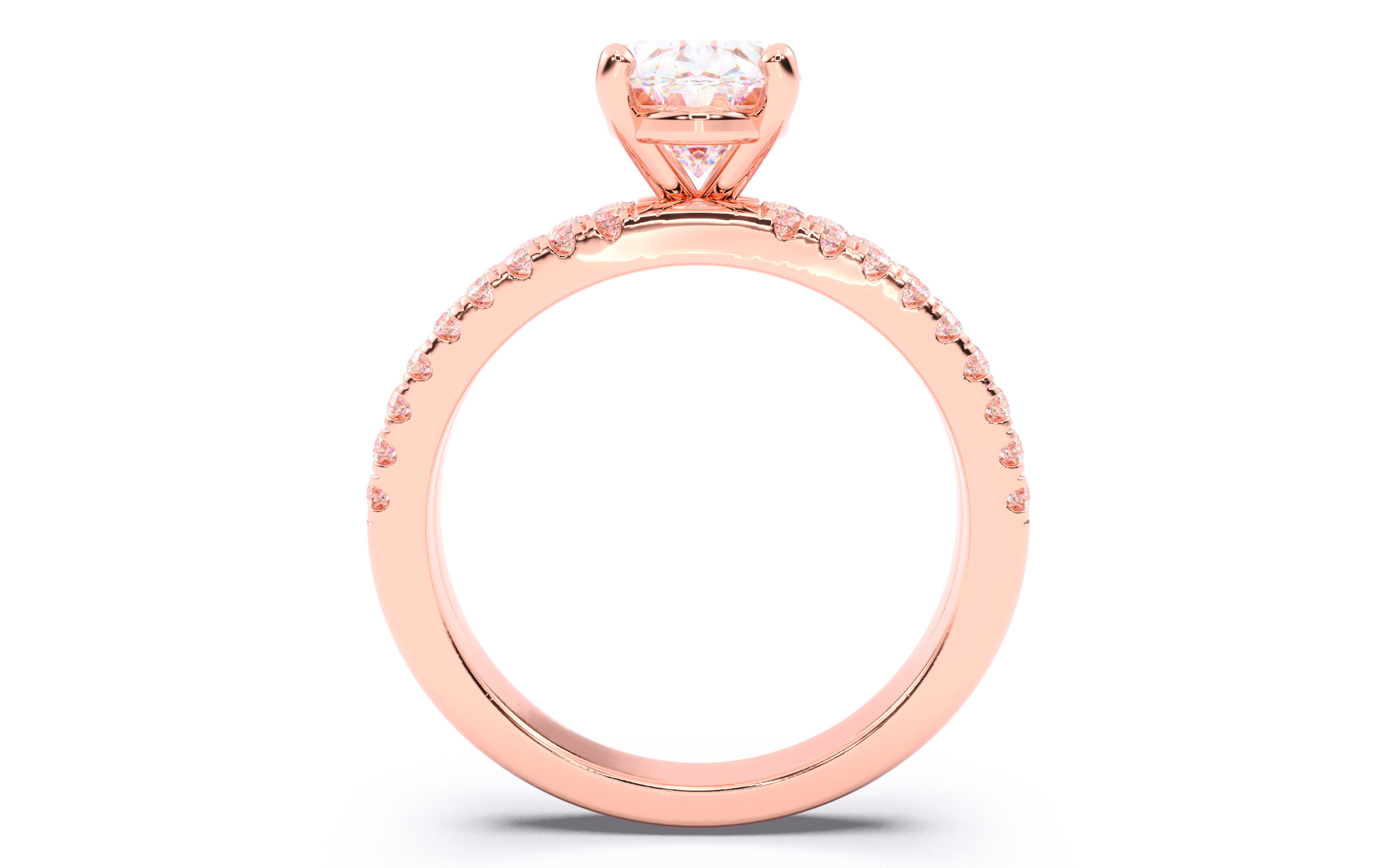 Oval Diamond Pave Setting Solitaire Ring  3D print model_6