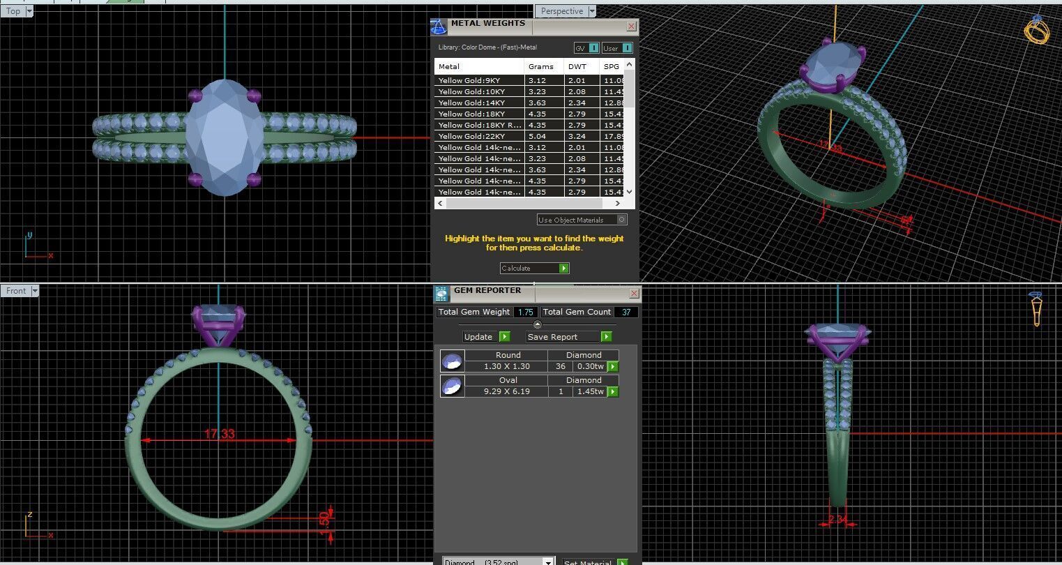 Oval Diamond Pave Setting Solitaire Ring  3D print model_25
