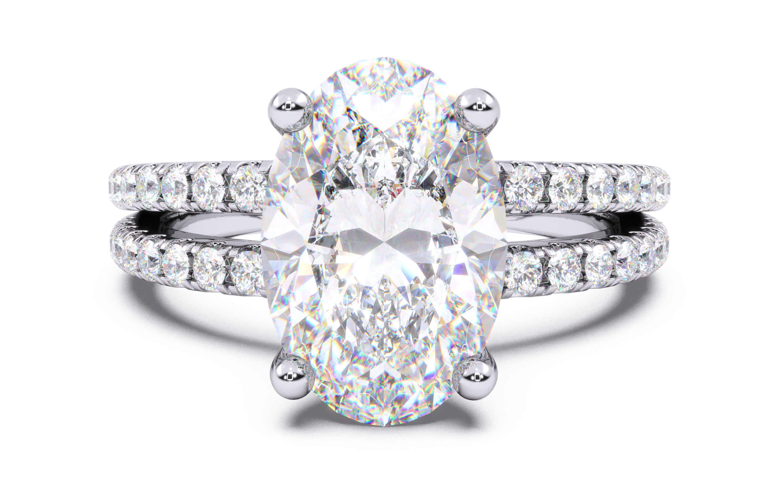 Oval Diamond Pave Setting Solitaire Ring  3D print model_14
