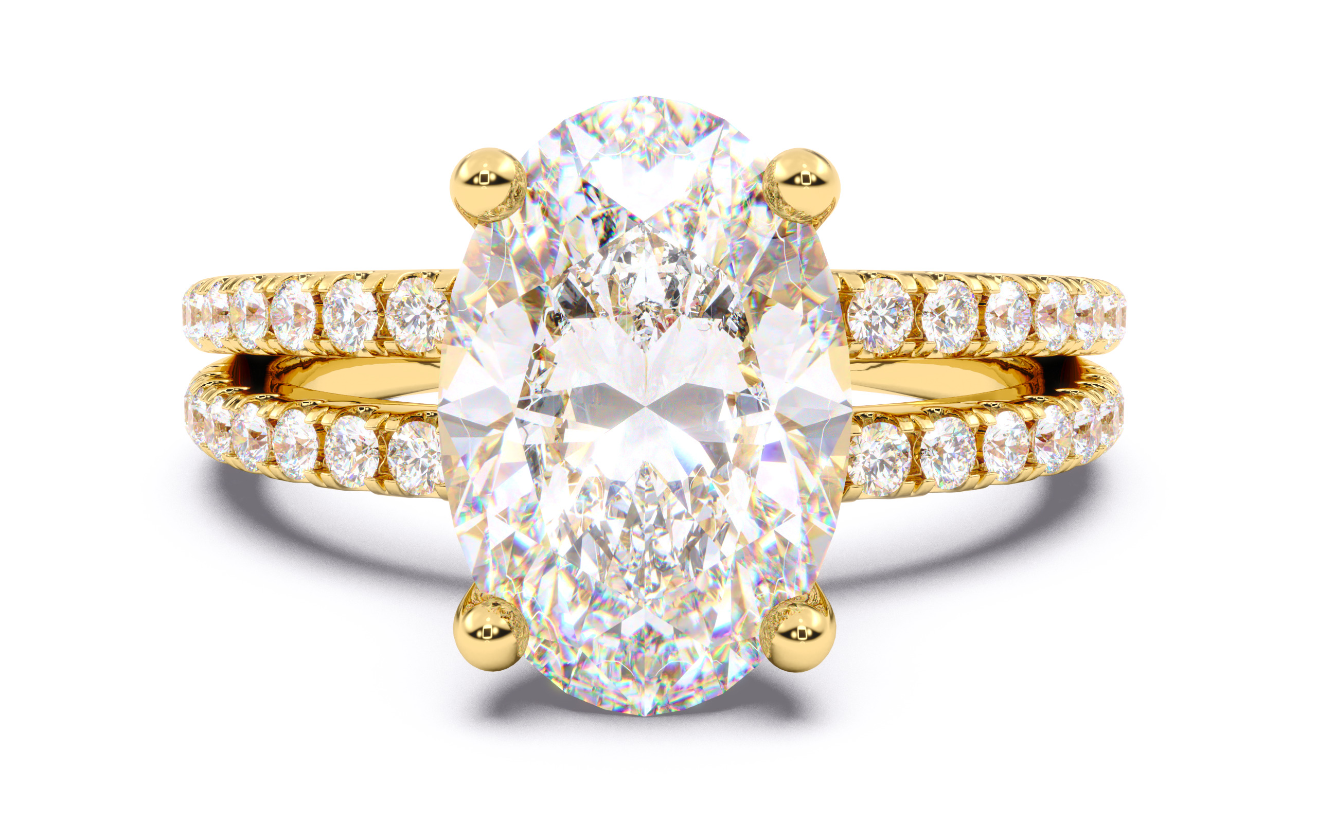 Oval Diamond Pave Setting Solitaire Ring  3D print model_12