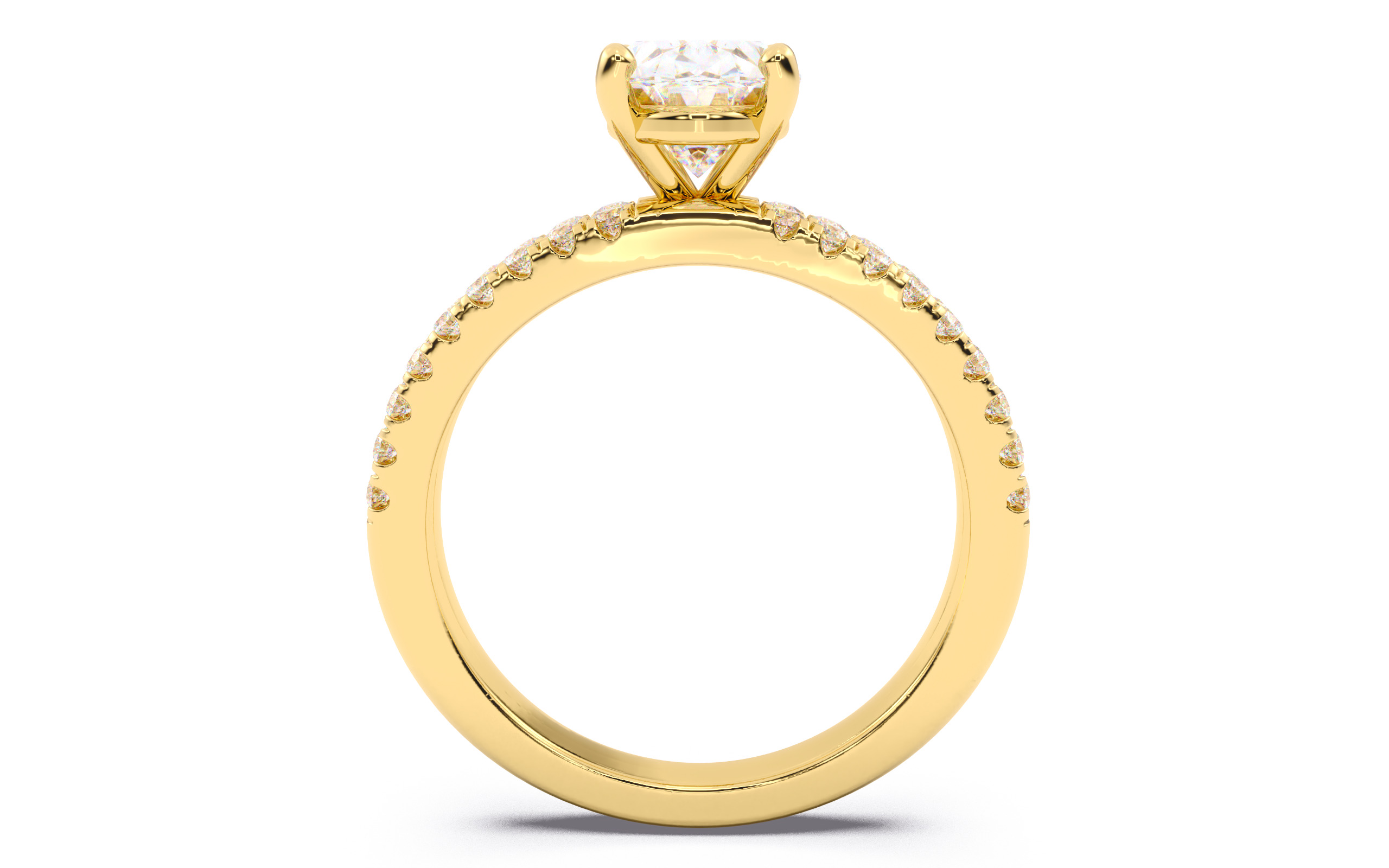 Oval Diamond Pave Setting Solitaire Ring  3D print model_9