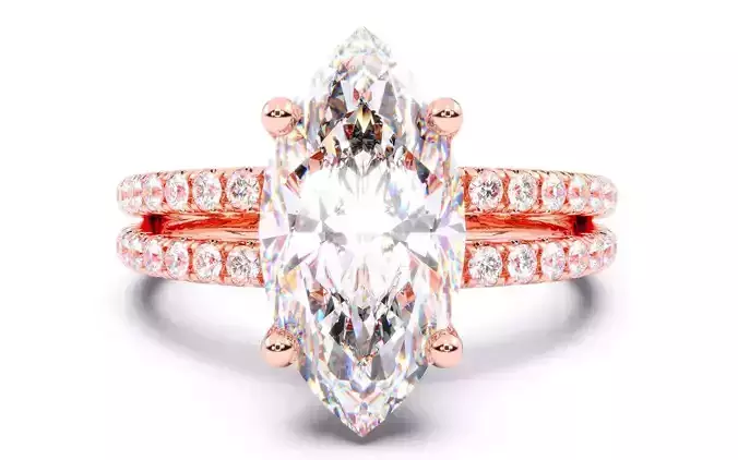 Marquise Diamond Pave Setting Solitaire Ring  3D print model