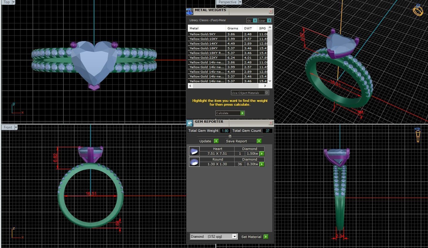 Heart Diamond Pave Setting Solitaire Ring  3D print model_1