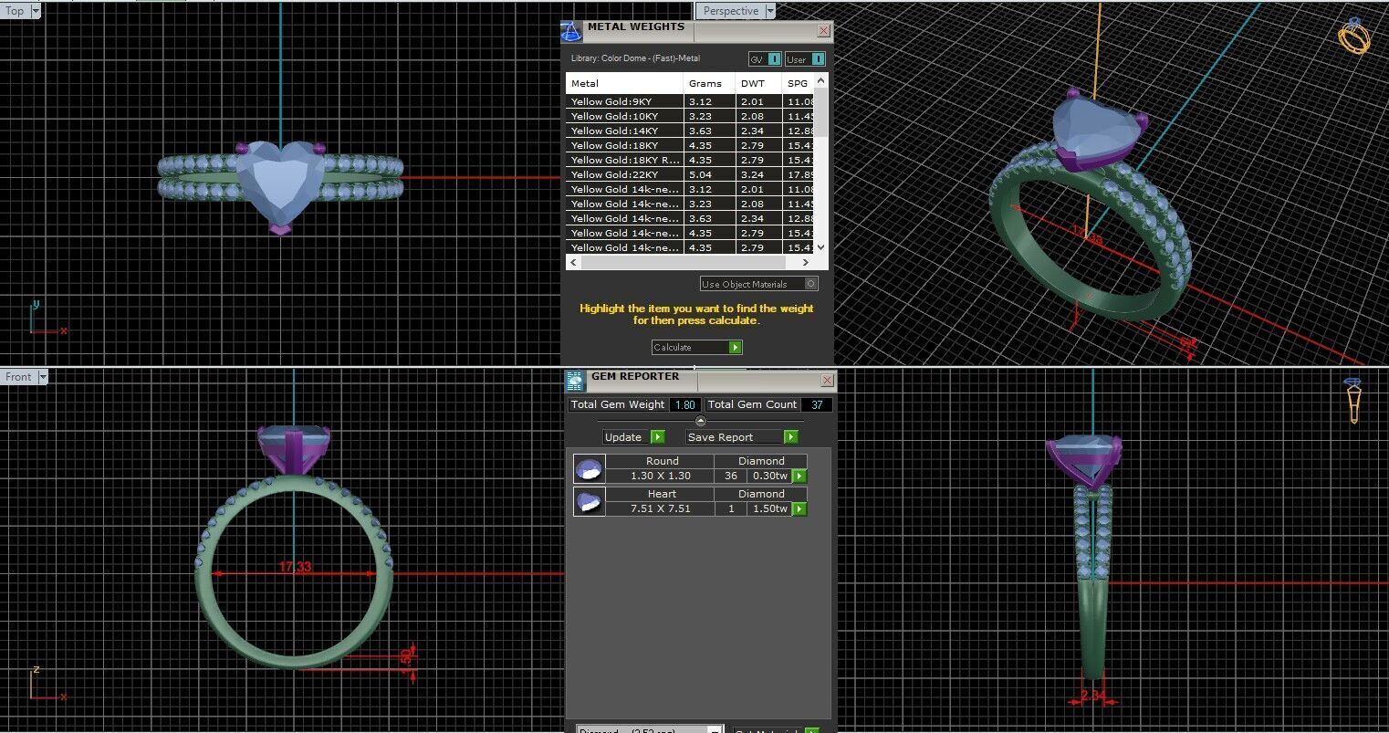 Heart Diamond Pave Setting Solitaire Ring  3D print model_25