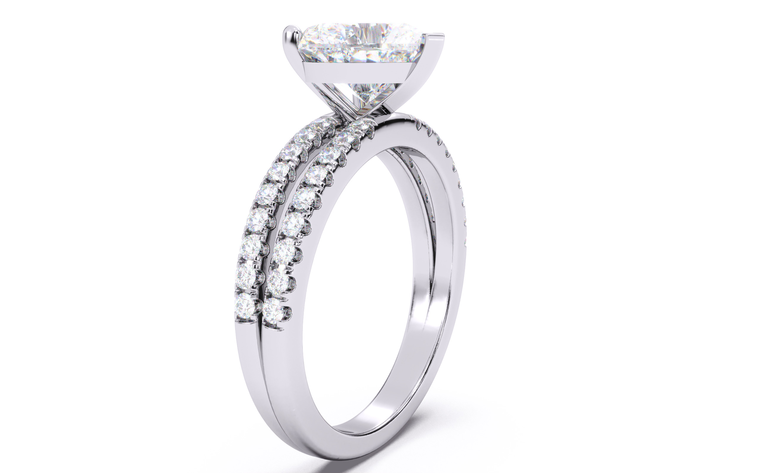 Heart Diamond Pave Setting Solitaire Ring  3D print model_18