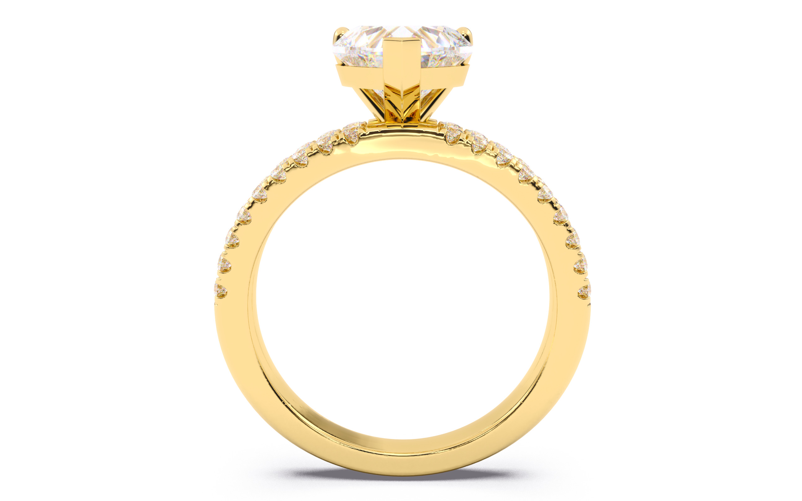 Heart Diamond Pave Setting Solitaire Ring  3D print model_9