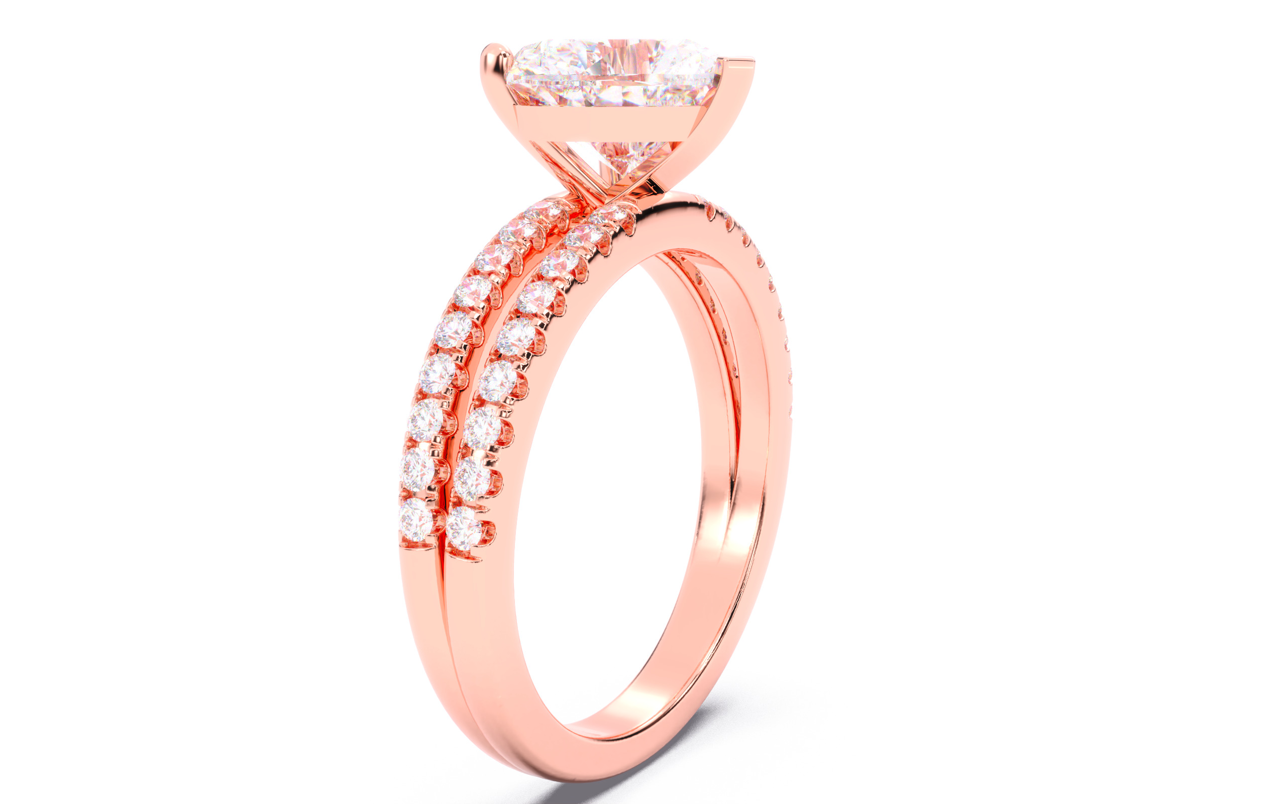Heart Diamond Pave Setting Solitaire Ring  3D print model_2