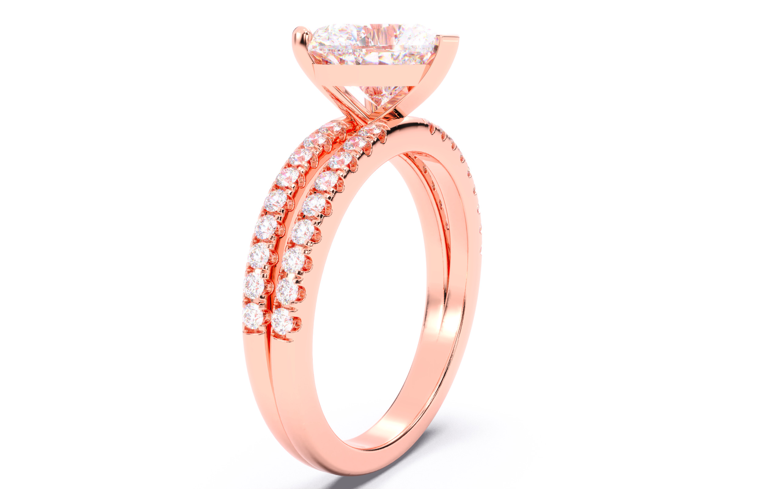 Heart Diamond Pave Setting Solitaire Ring  3D print model_17