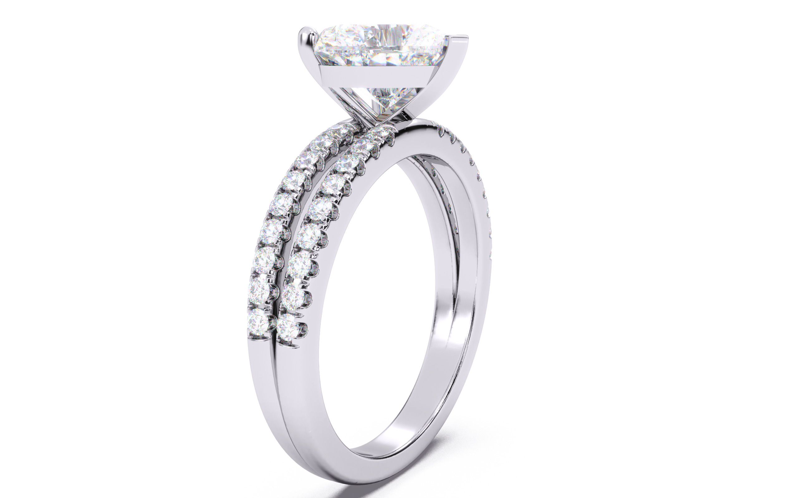 Heart Diamond Pave Setting Solitaire Ring  3D print model_13