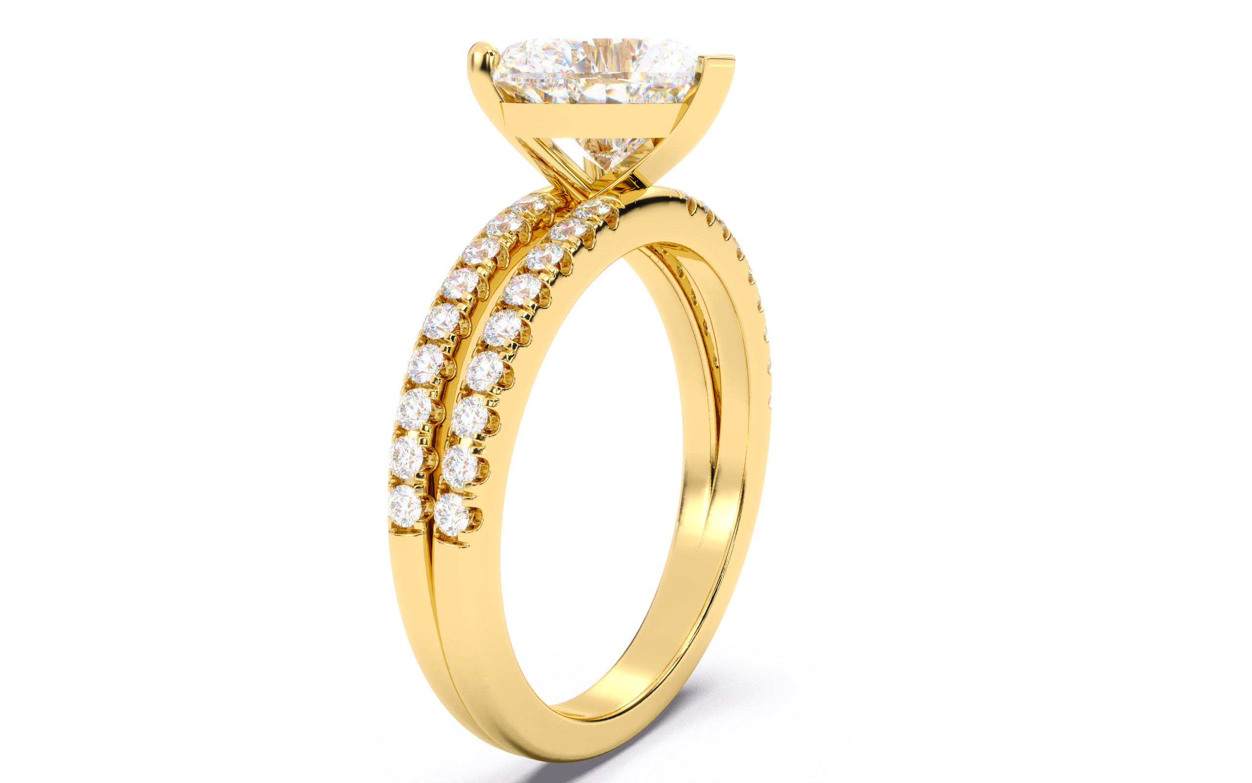 Heart Diamond Pave Setting Solitaire Ring  3D print model_20