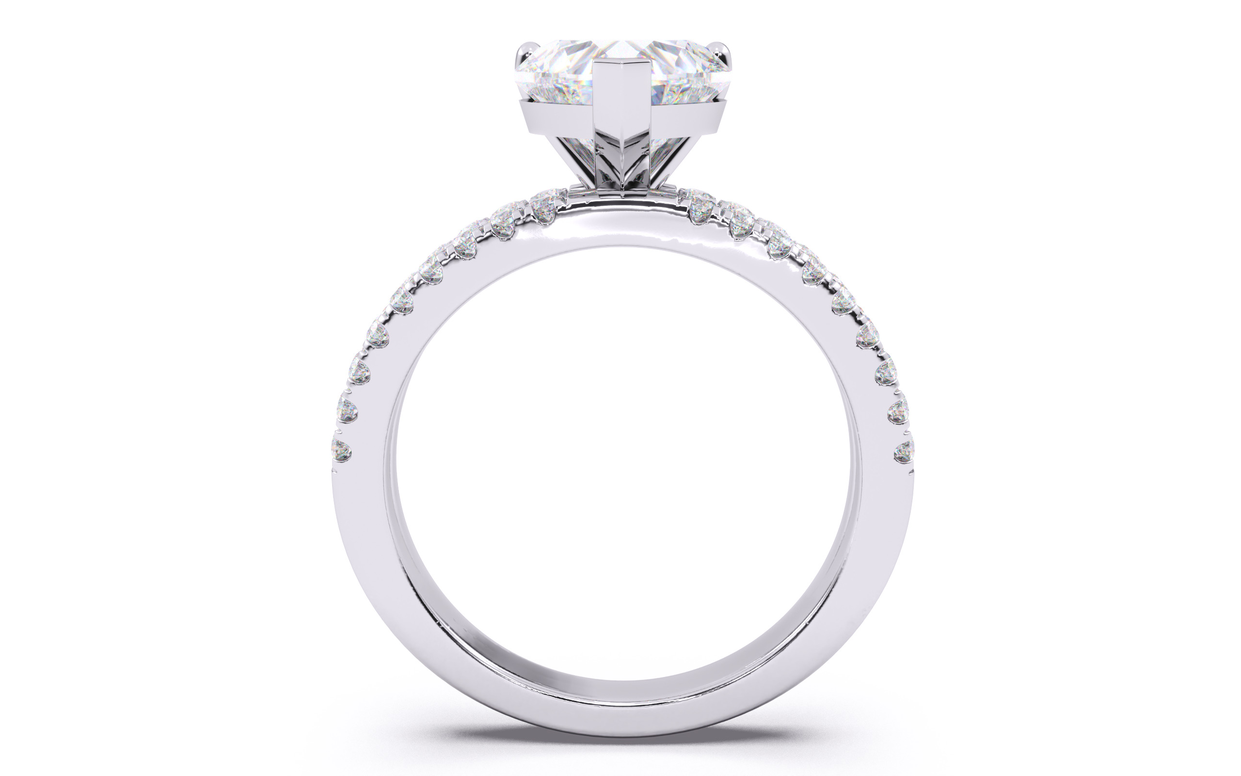 Heart Diamond Pave Setting Solitaire Ring  3D print model_8