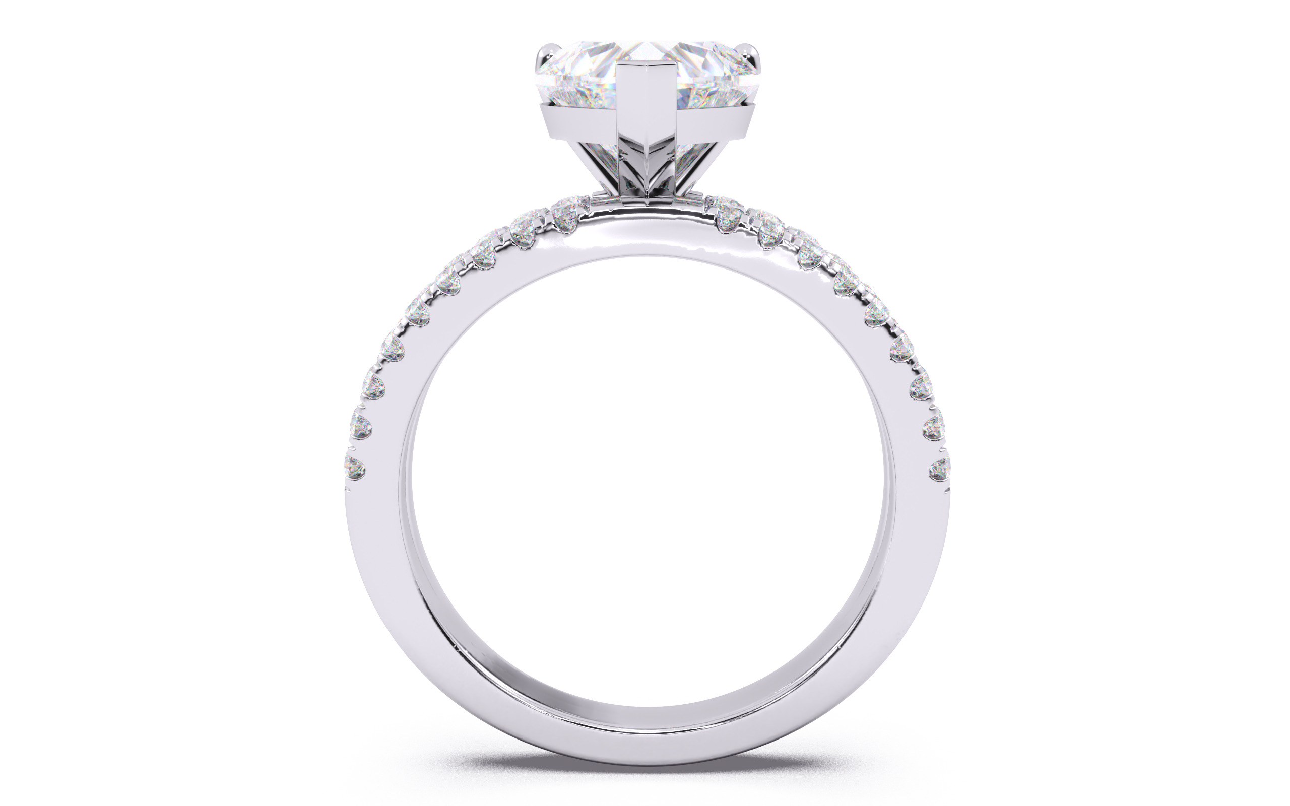 Heart Diamond Pave Setting Solitaire Ring  3D print model_7