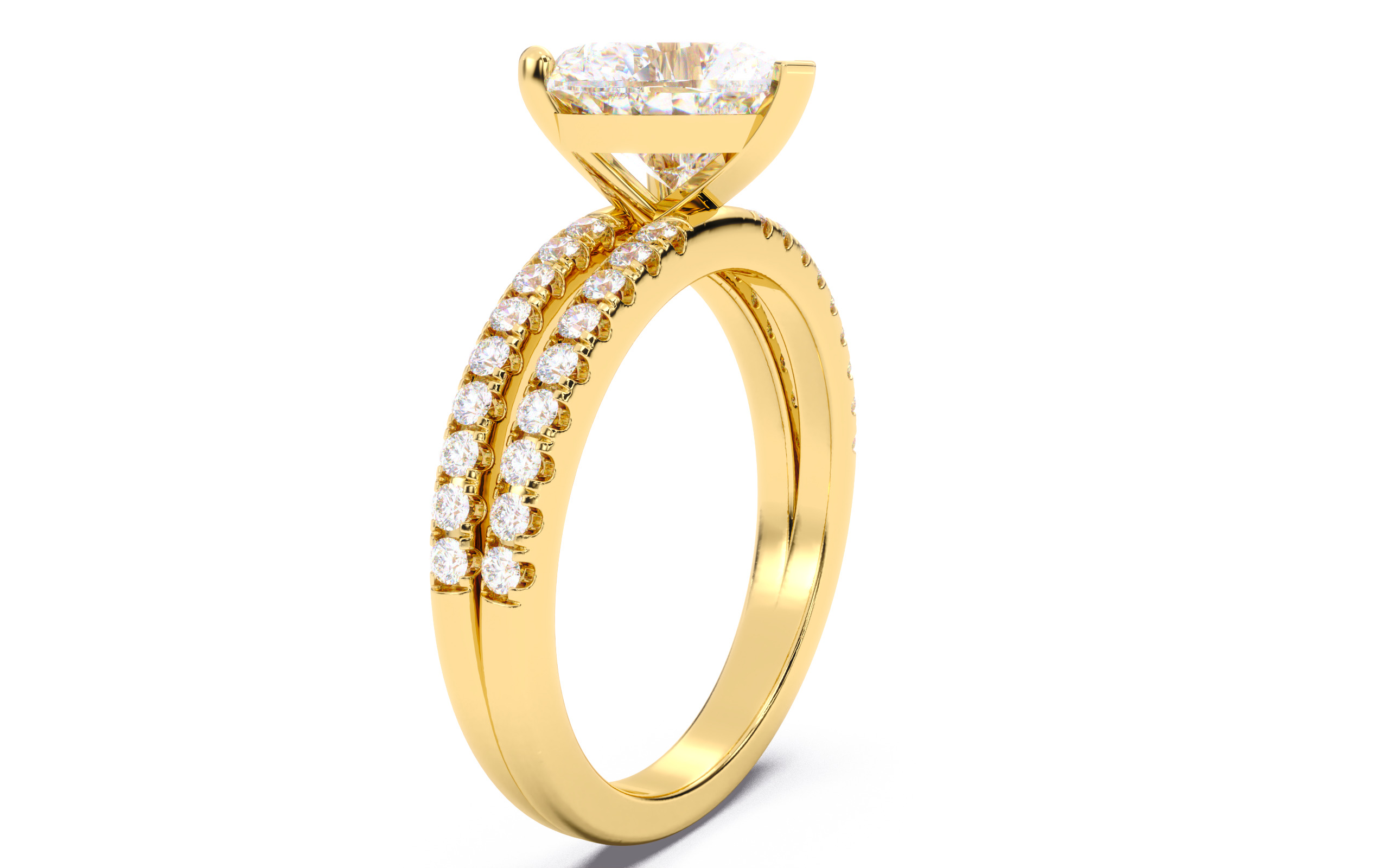 Heart Diamond Pave Setting Solitaire Ring  3D print model_19