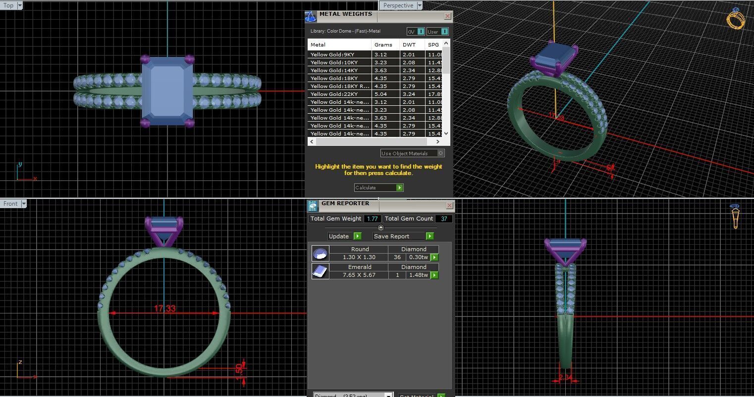 Emerald Diamond Pave Setting Solitaire Ring 3D print model_25