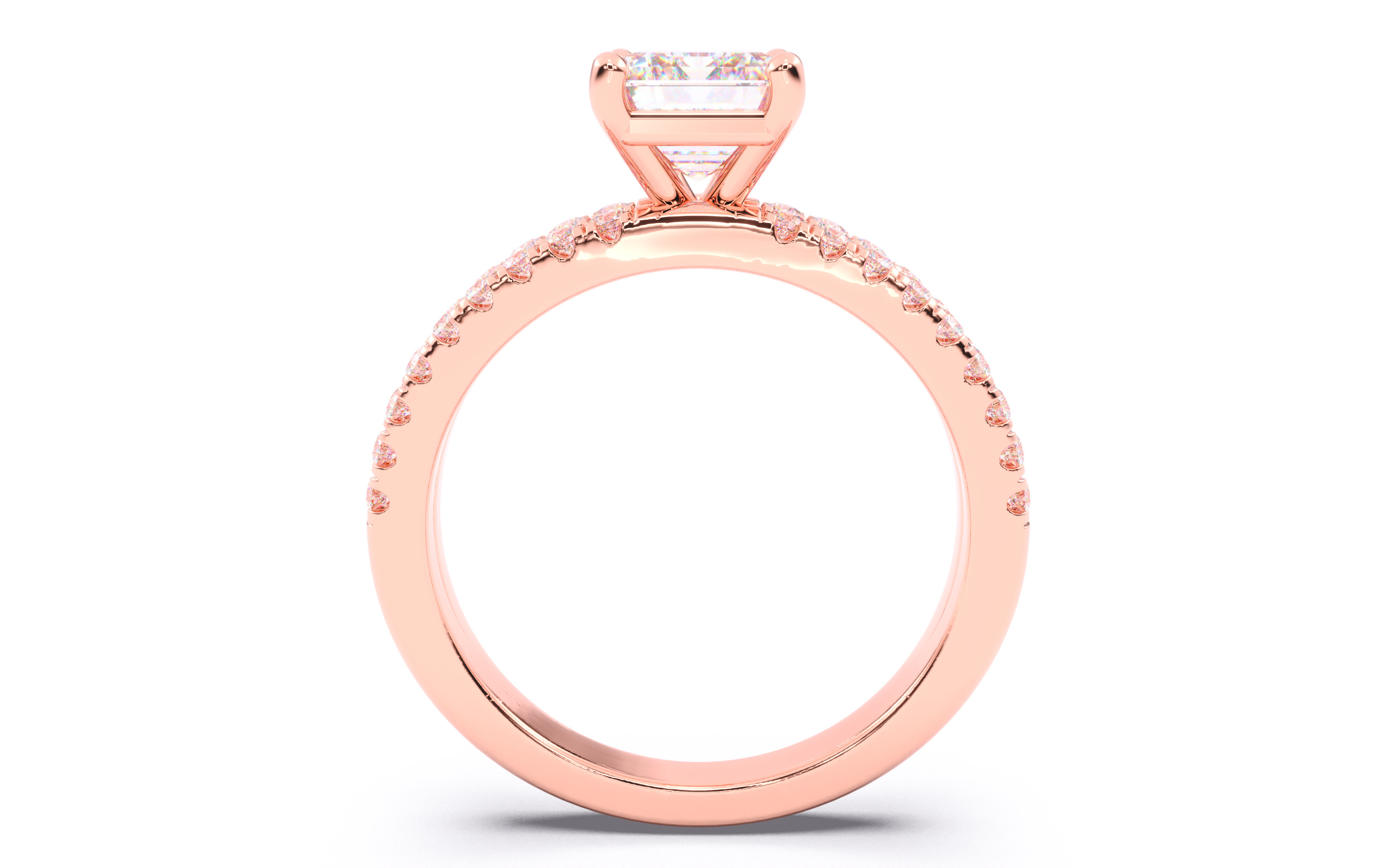 Emerald Diamond Pave Setting Solitaire Ring 3D print model_6
