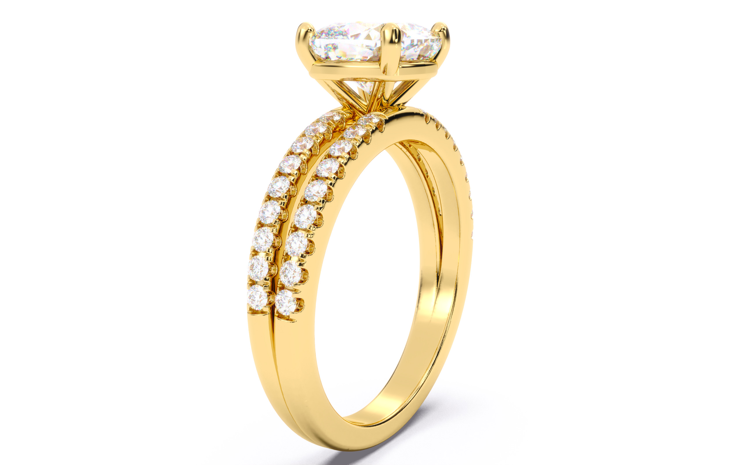 Cushion Diamond Pave Setting Solitaire Ring 3D print model_20