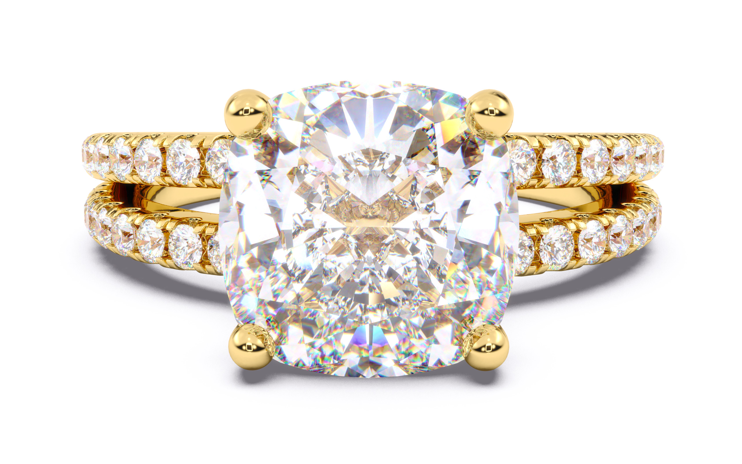 Cushion Diamond Pave Setting Solitaire Ring 3D print model_12