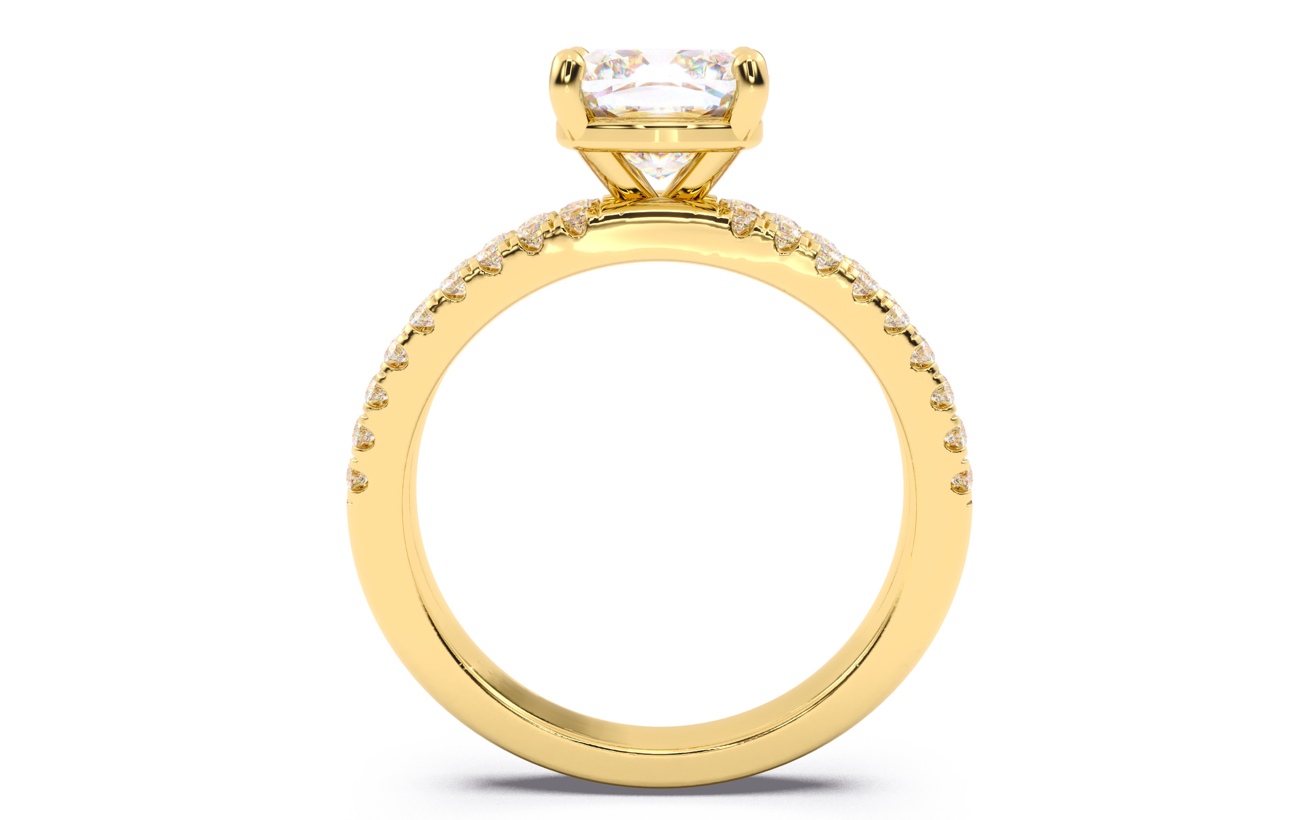 Cushion Diamond Pave Setting Solitaire Ring 3D print model_9