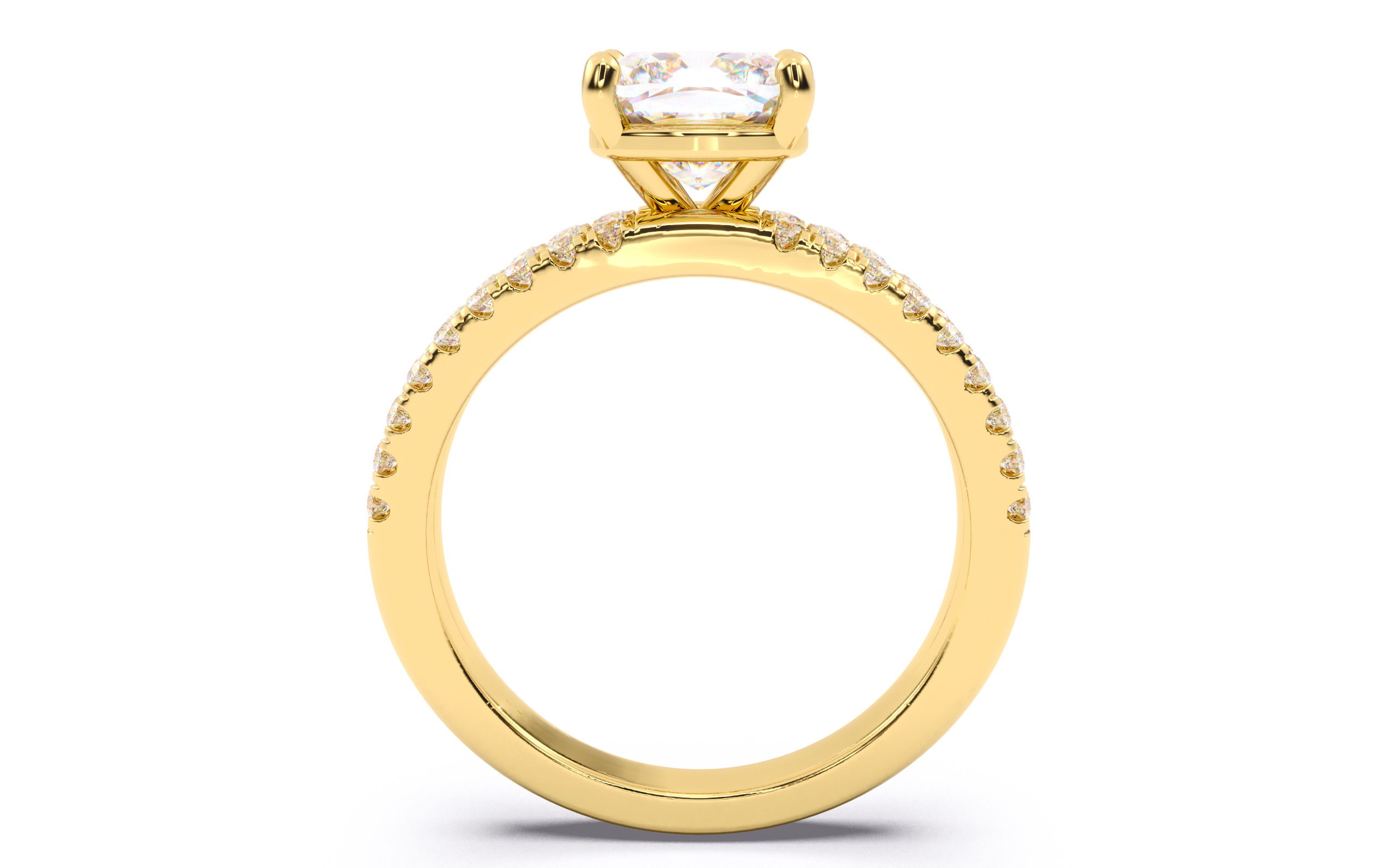 Cushion Diamond Pave Setting Solitaire Ring 3D print model_10