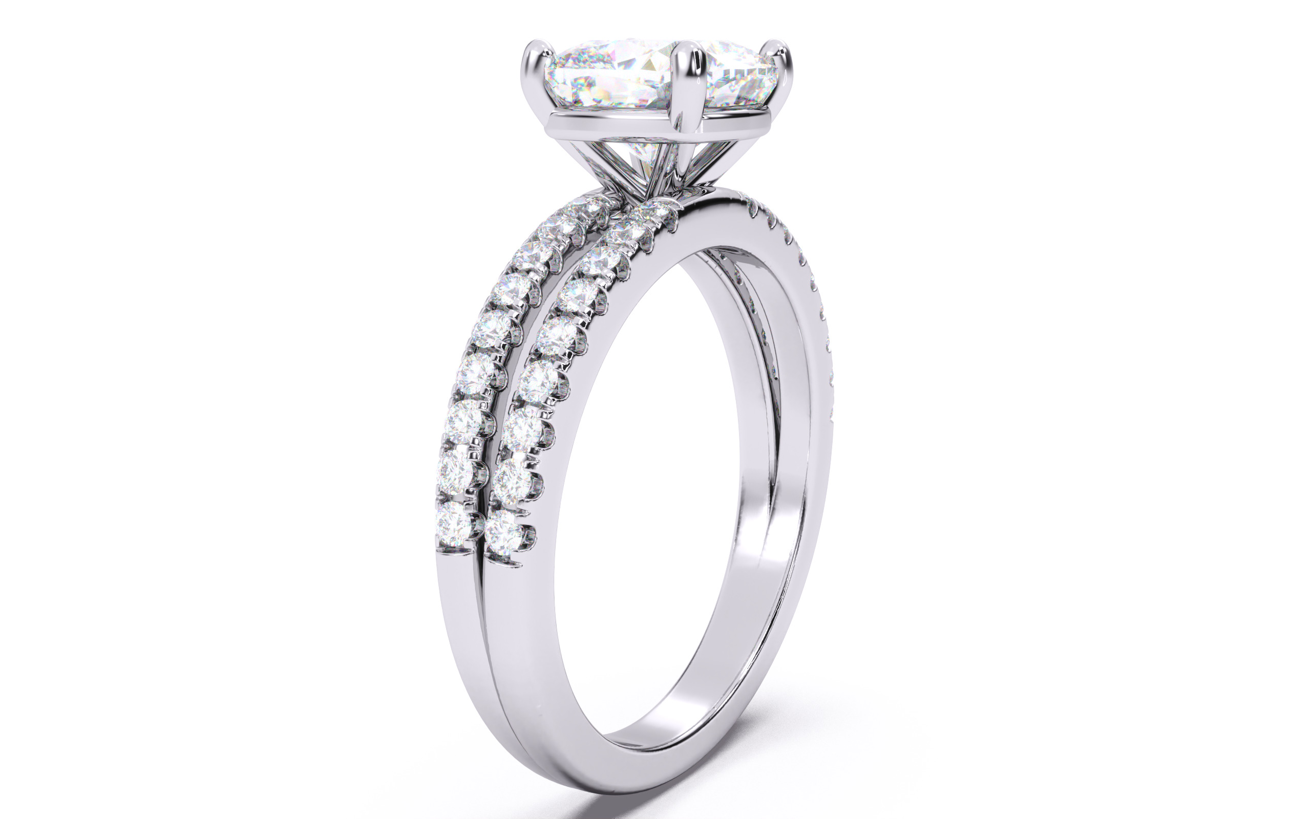 Cushion Diamond Pave Setting Solitaire Ring 3D print model_18