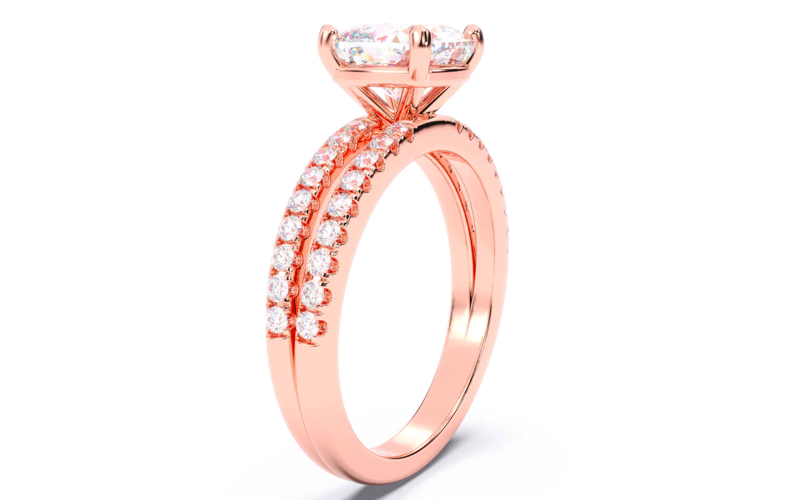 Cushion Diamond Pave Setting Solitaire Ring 3D print model_17