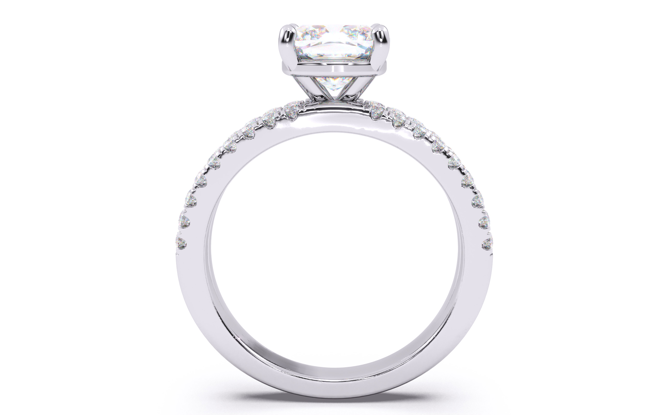 Cushion Diamond Pave Setting Solitaire Ring 3D print model_8