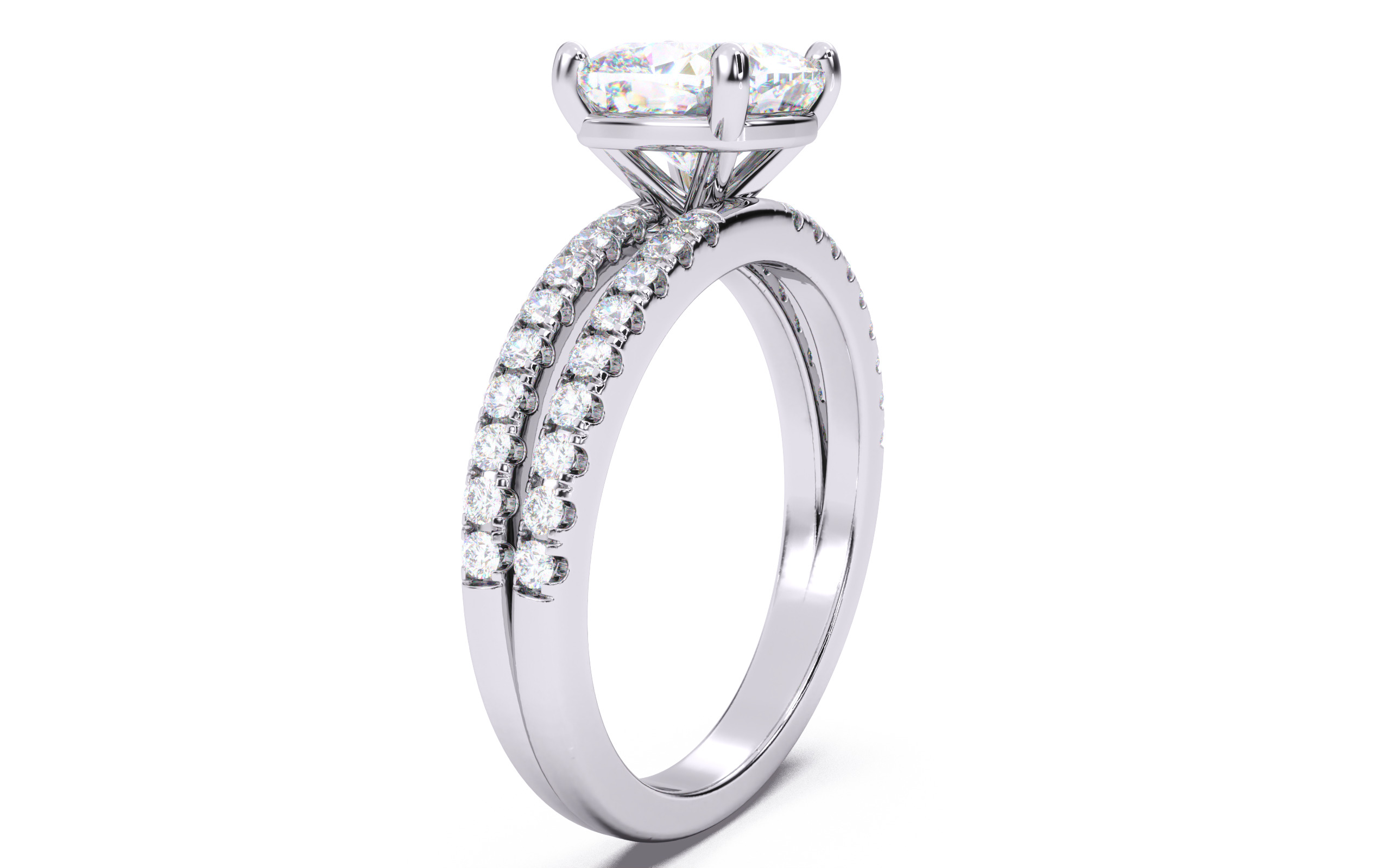 Cushion Diamond Pave Setting Solitaire Ring 3D print model_13